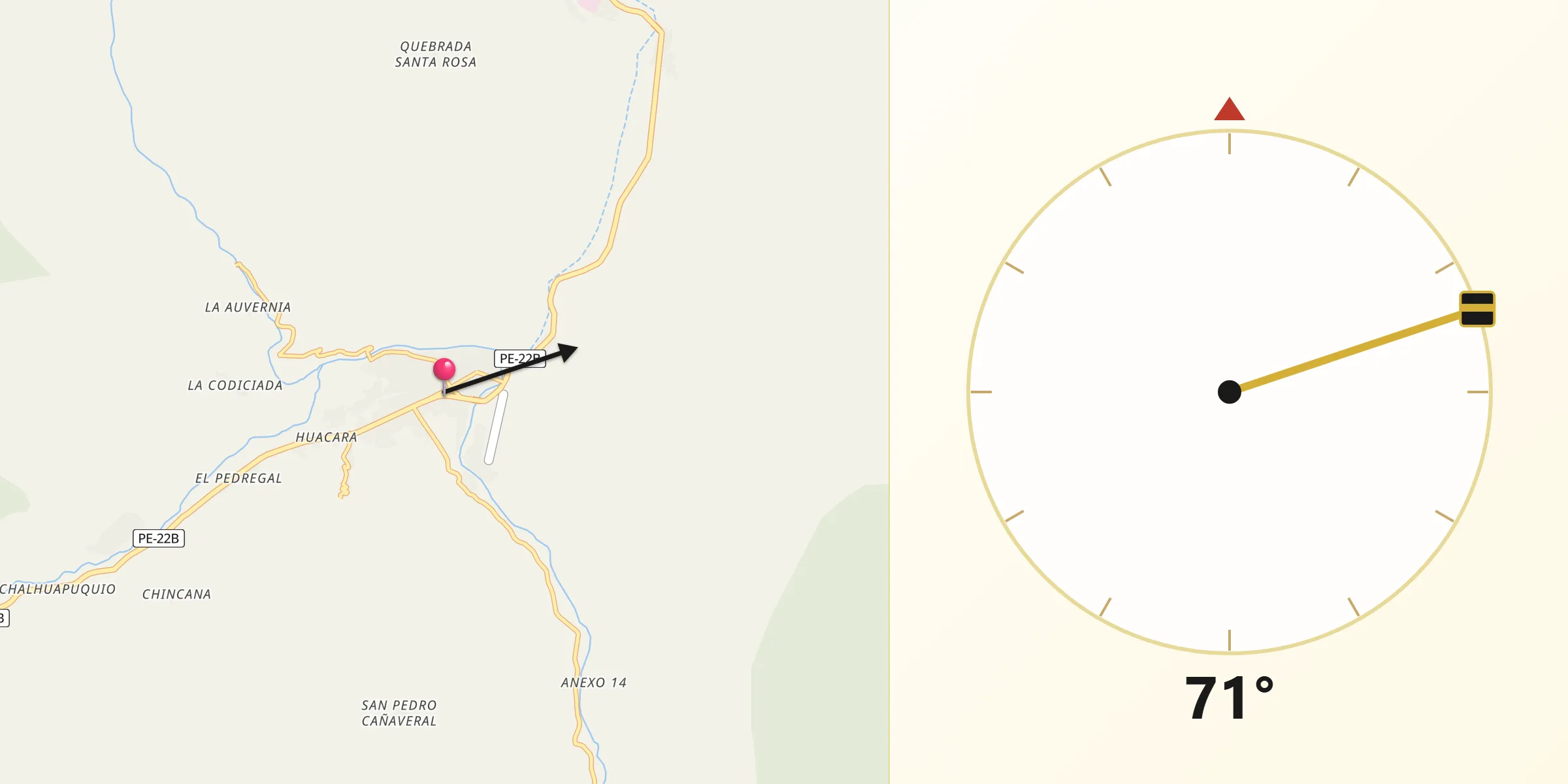Dirección de la Qibla desde San Ramón