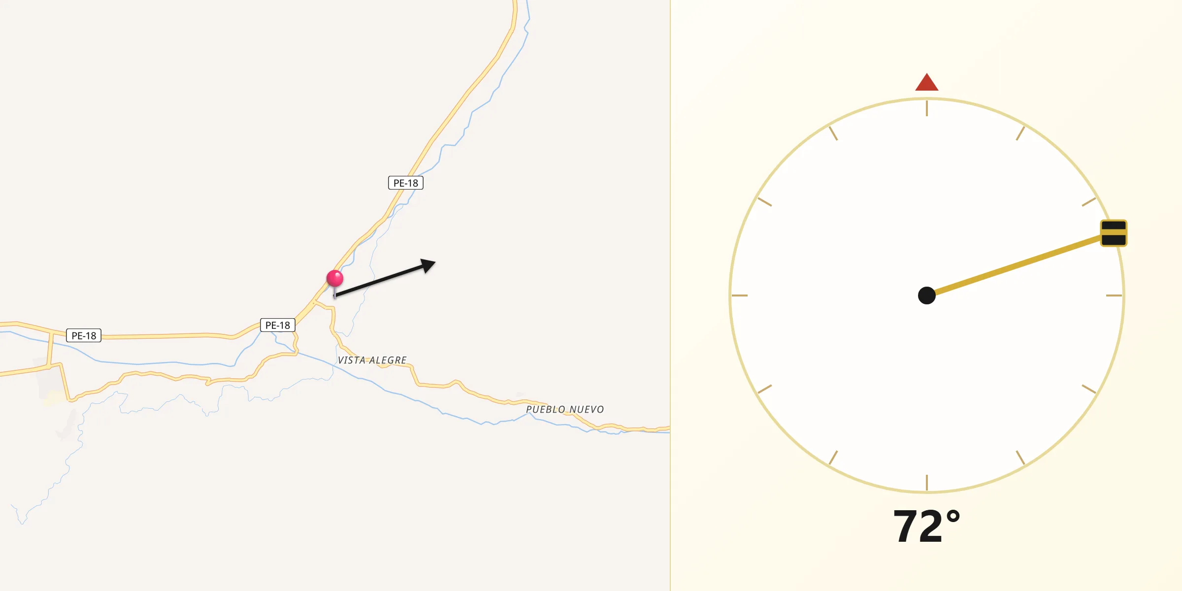 Dirección de la Qibla desde Sayán