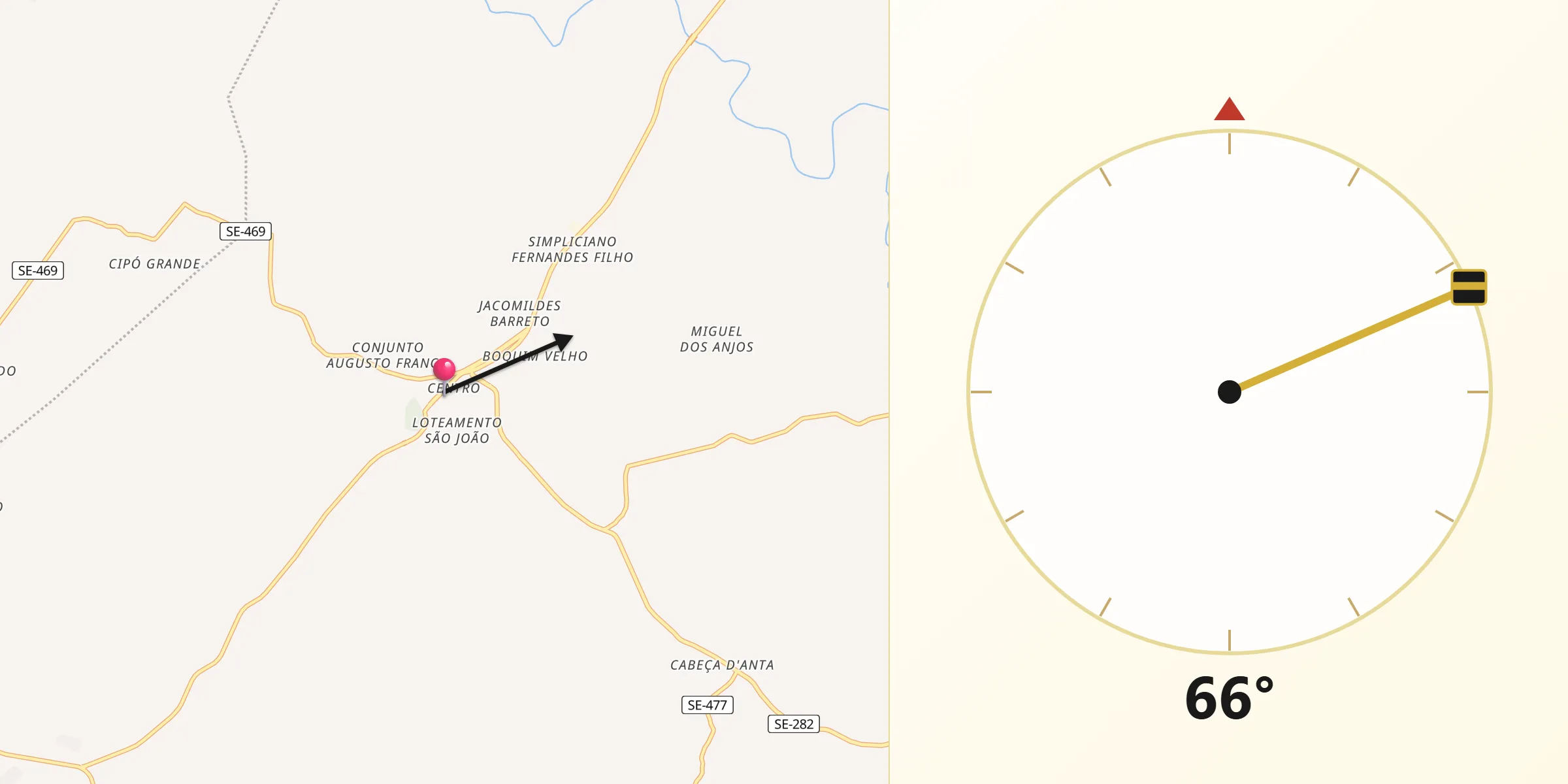 Direção da Qibla a partir de Boquim