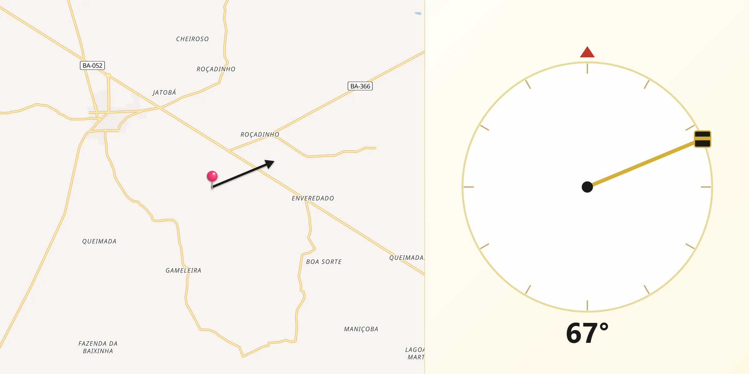 Direção da Qibla a partir de Central