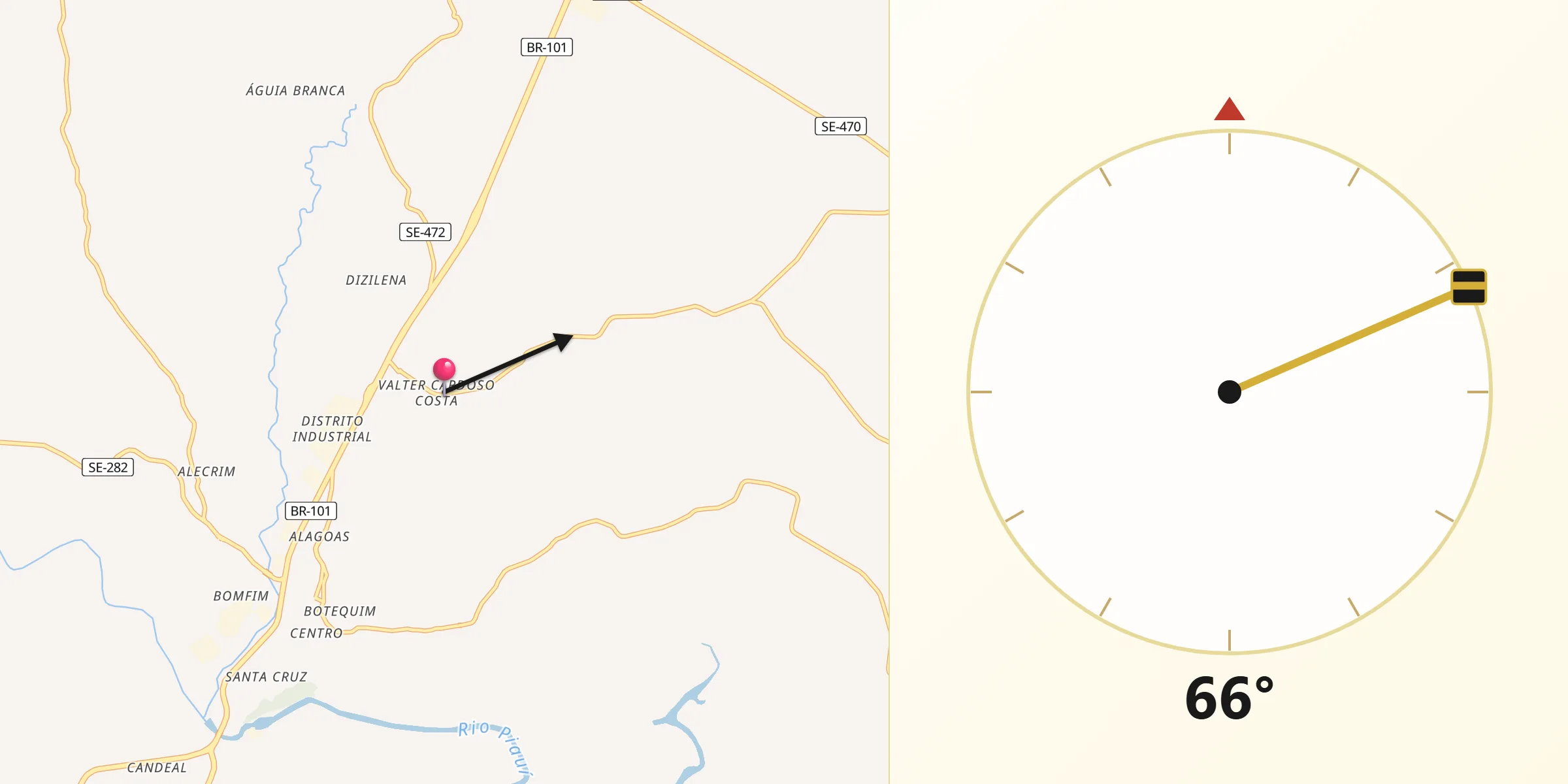 Direção da Qibla a partir de Estância