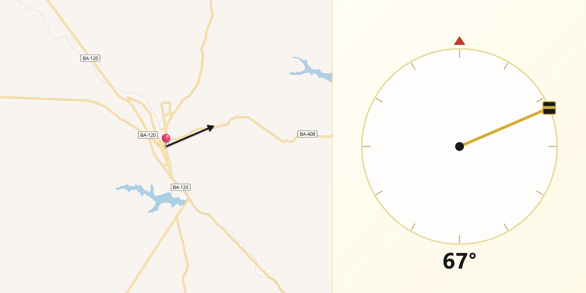 Direção da Qibla a partir de Santaluz