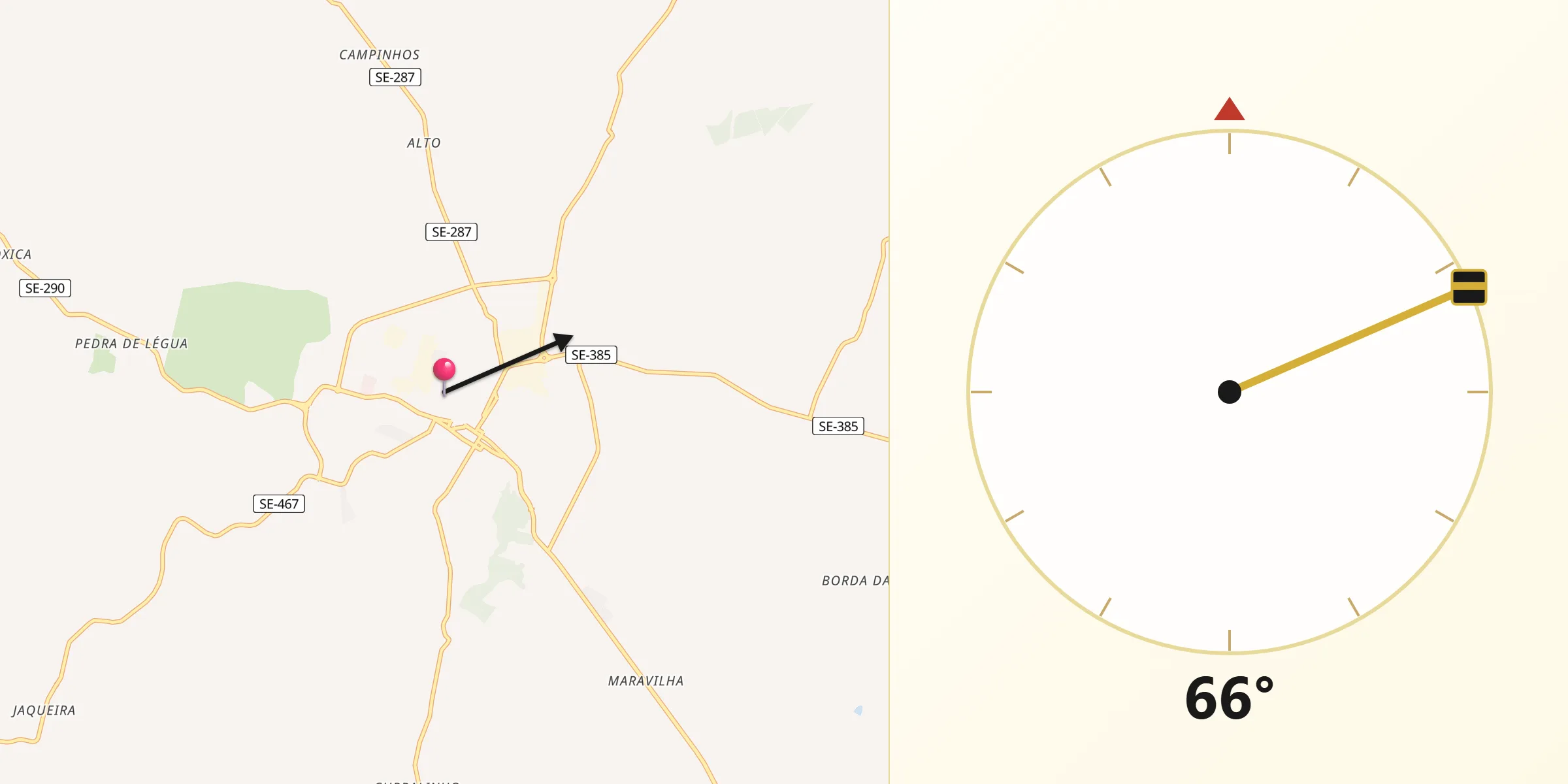Direção da Qibla a partir de Itabaianinha