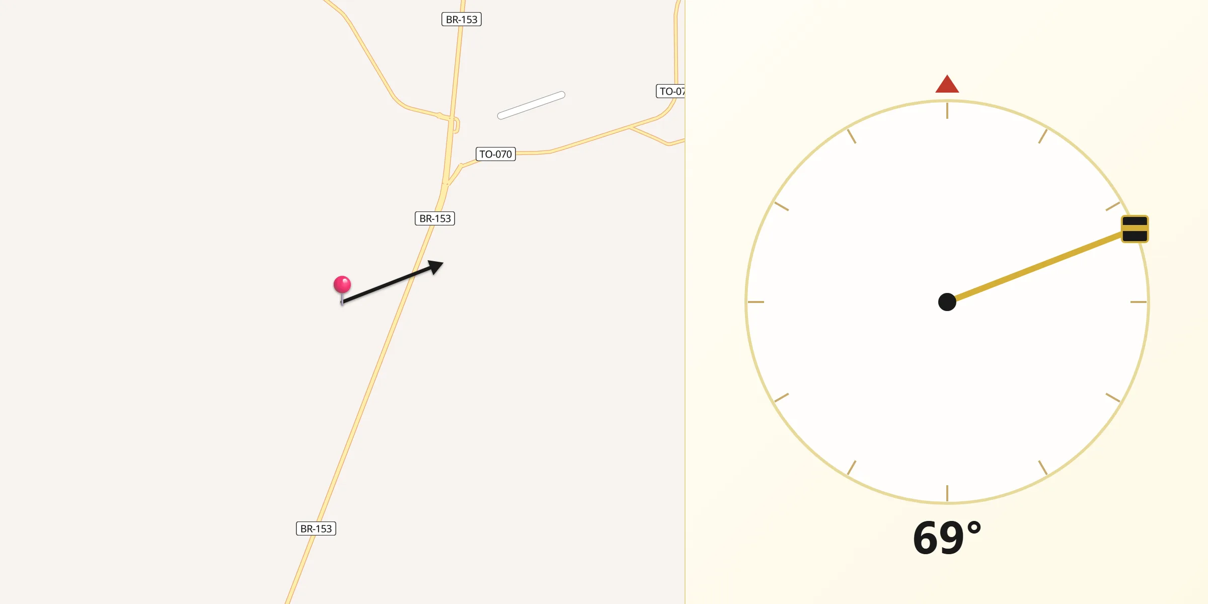Direção da Qibla a partir de Aliança do Tocantins