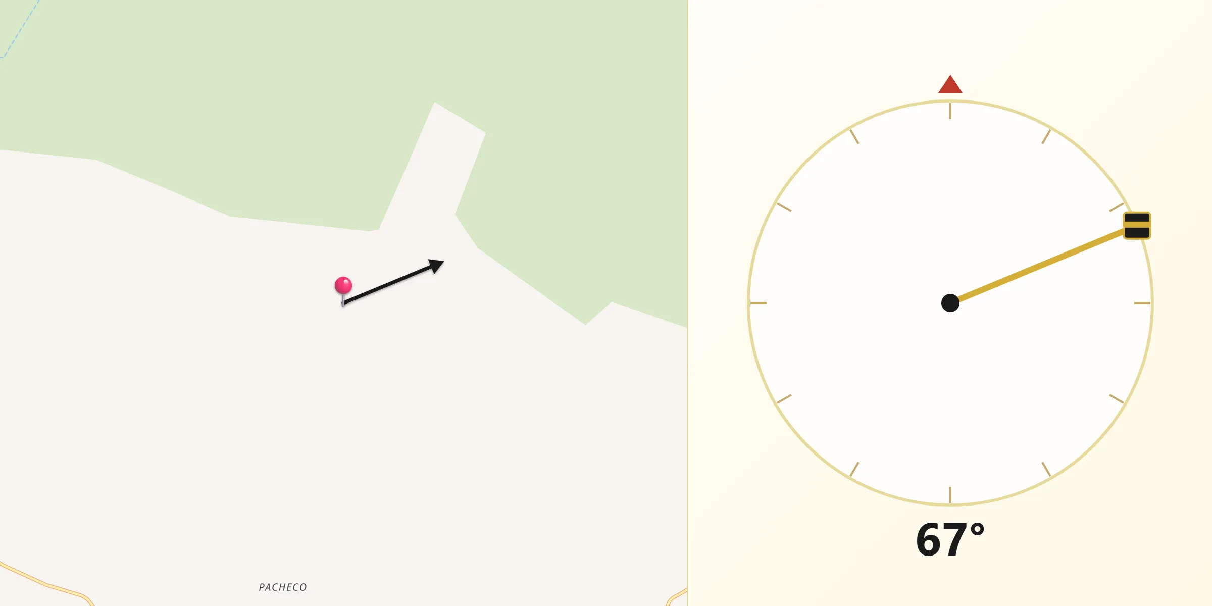 Direção da Qibla a partir de Gentio do Ouro