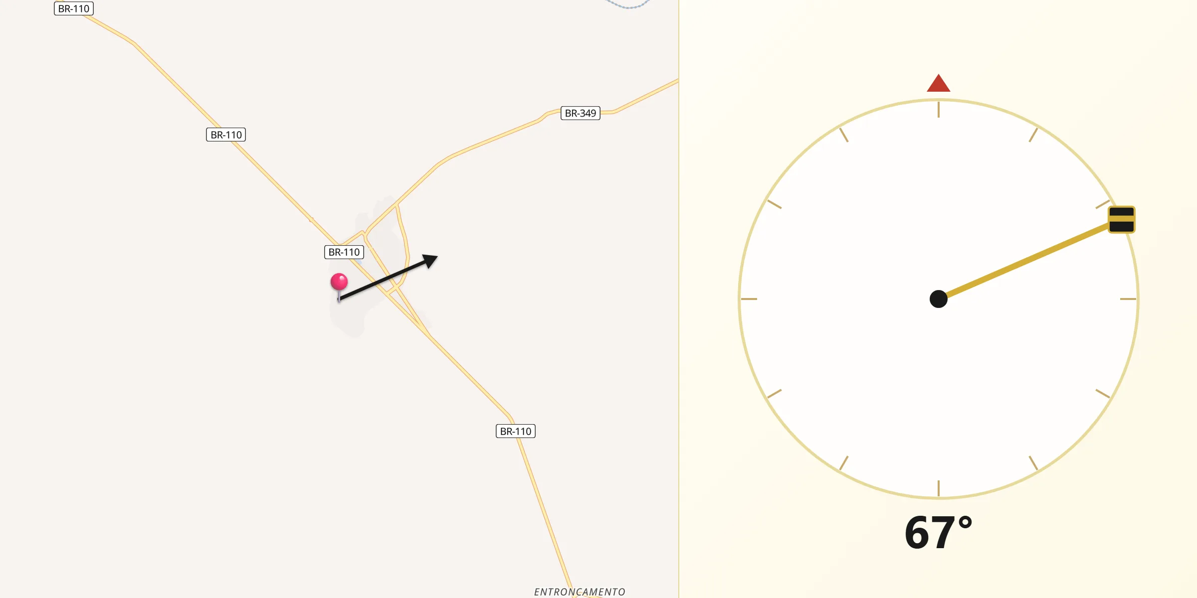 Direção da Qibla a partir de Olindina