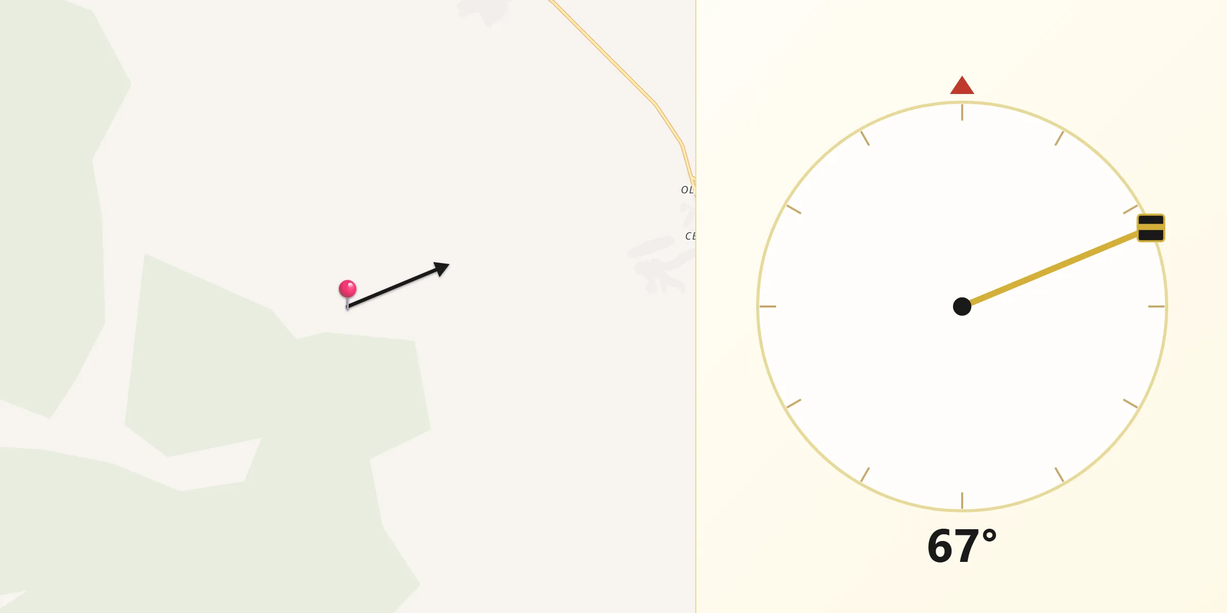 Direção da Qibla a partir de Uibaí