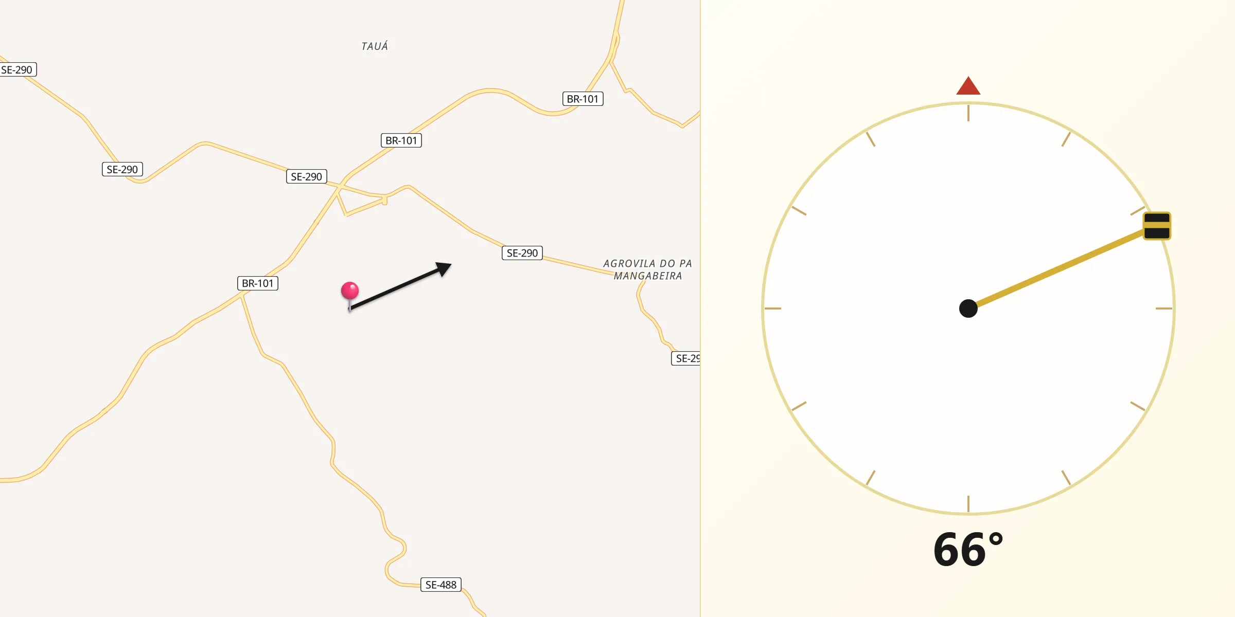 Direção da Qibla a partir de Umbaúba