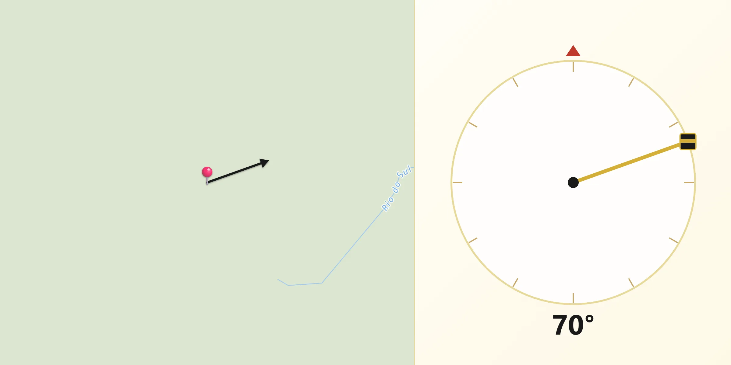 Direção da Qibla a partir de Juína