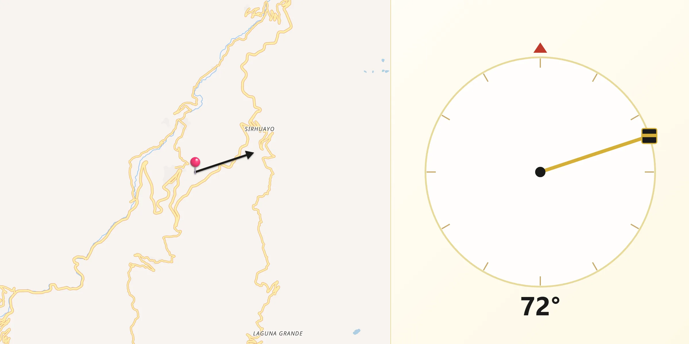 Dirección de la Qibla desde Provincia de Canta