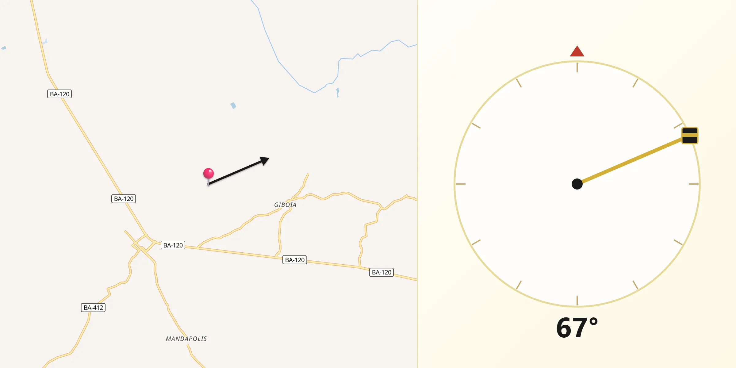Direção da Qibla a partir de Retirolândia