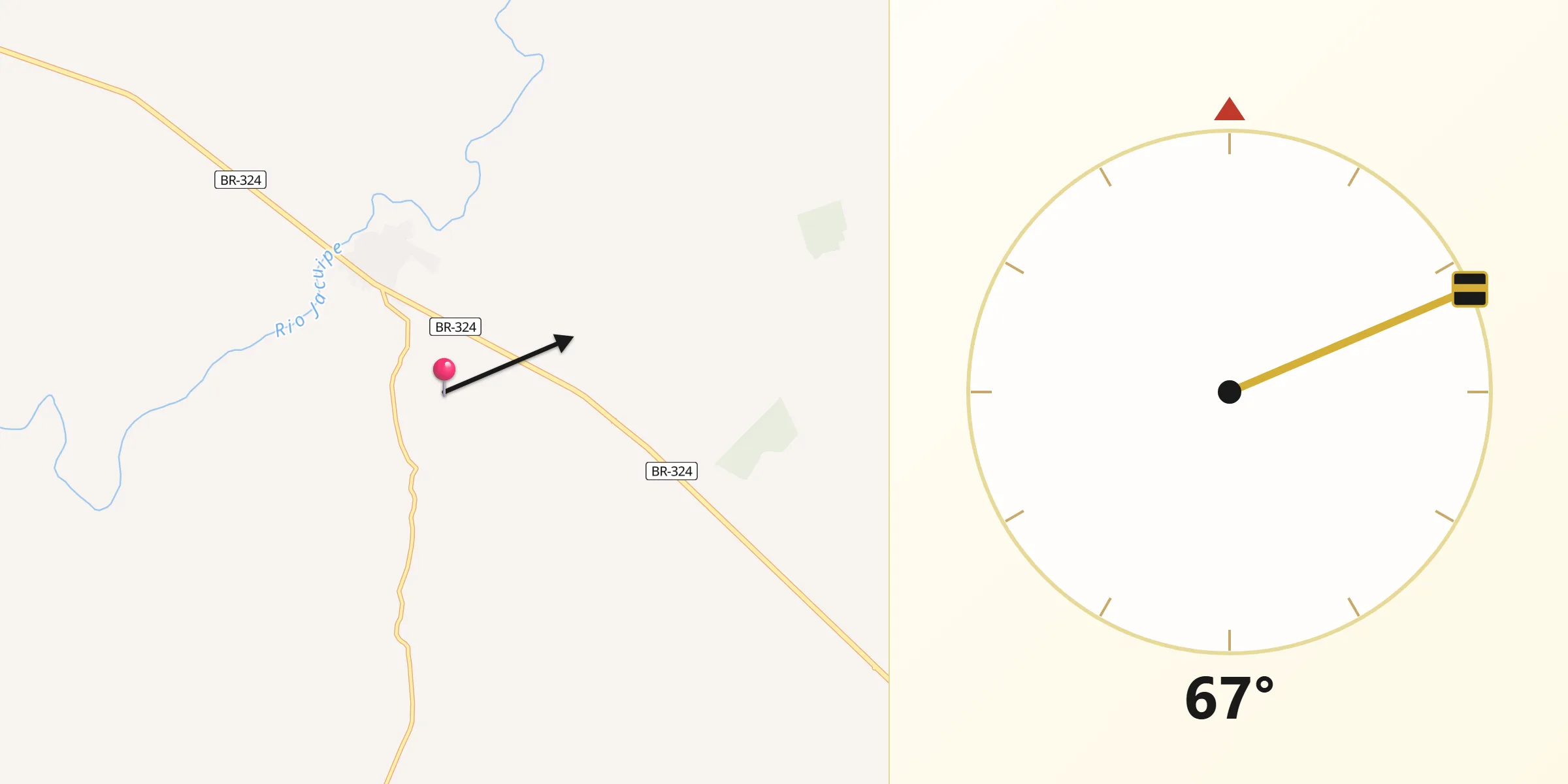 Direção da Qibla a partir de Gavião