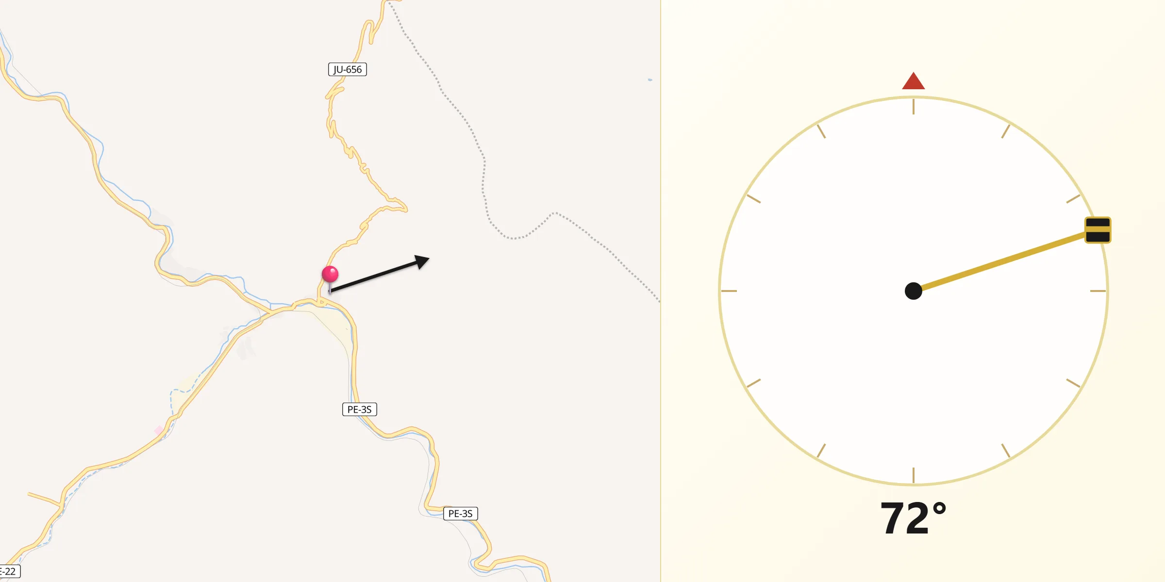 Dirección de la Qibla desde La Oroya