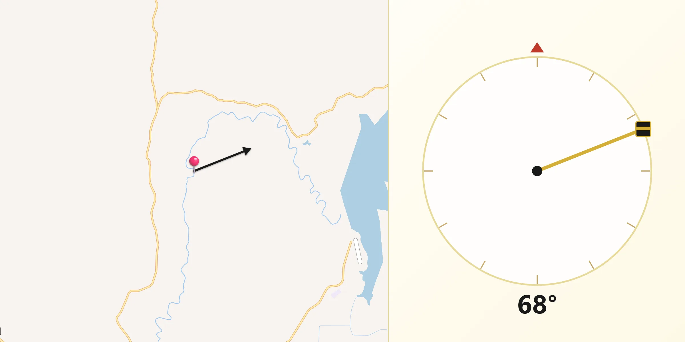 Direção da Qibla a partir de Porto Alegre do Tocantins