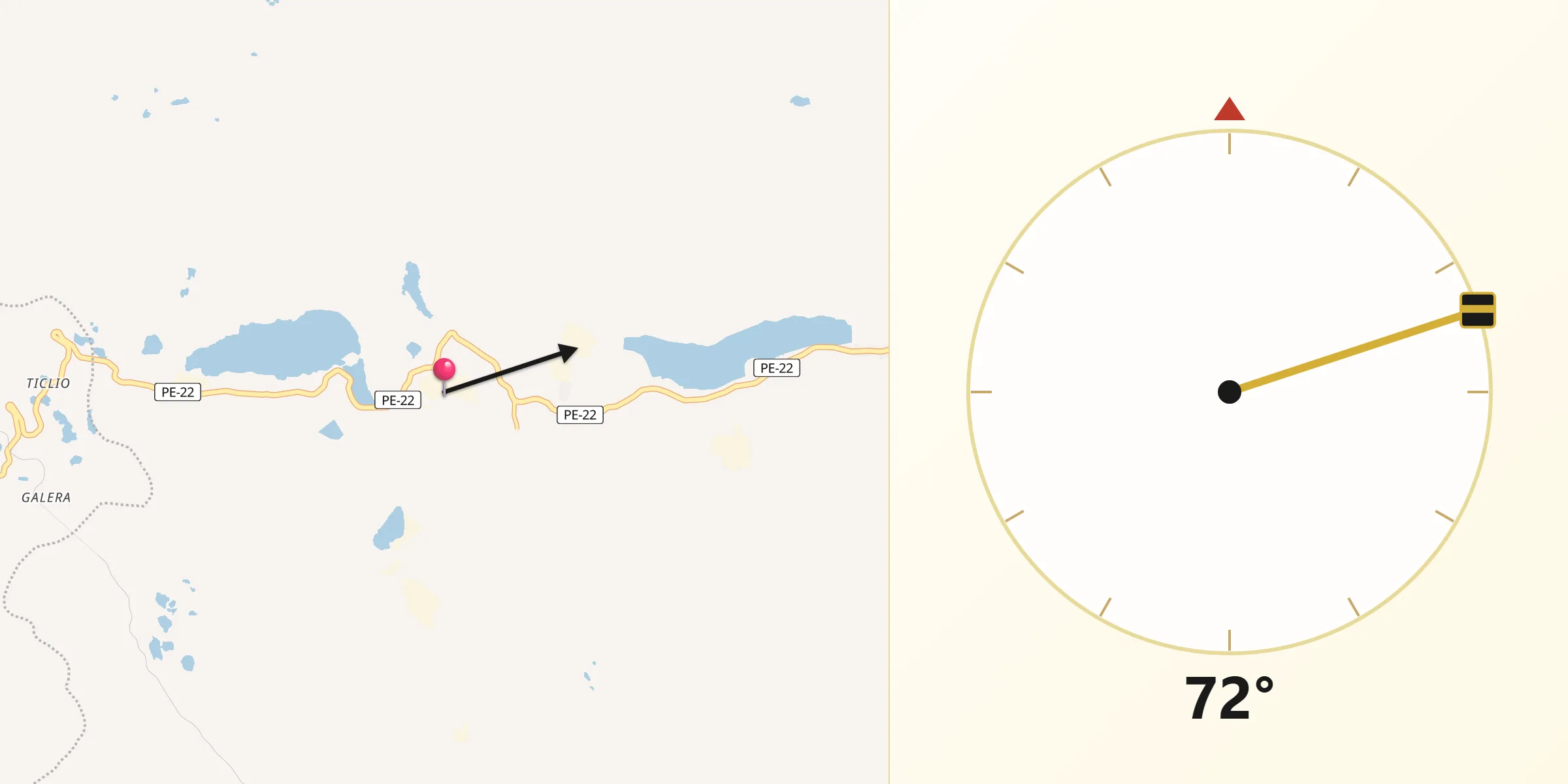 Dirección de la Qibla desde Morococha