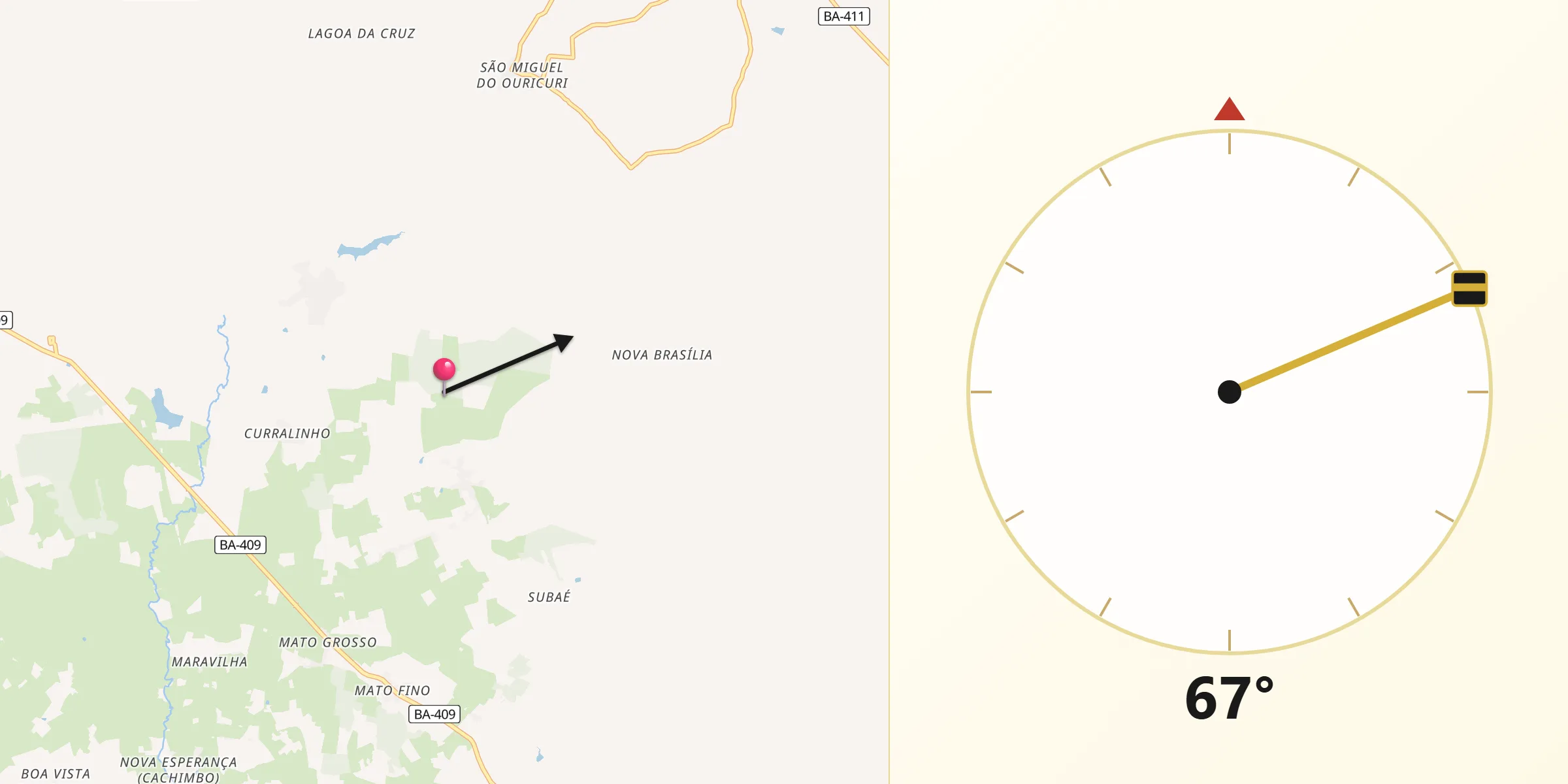 Direção da Qibla a partir de Barrocas