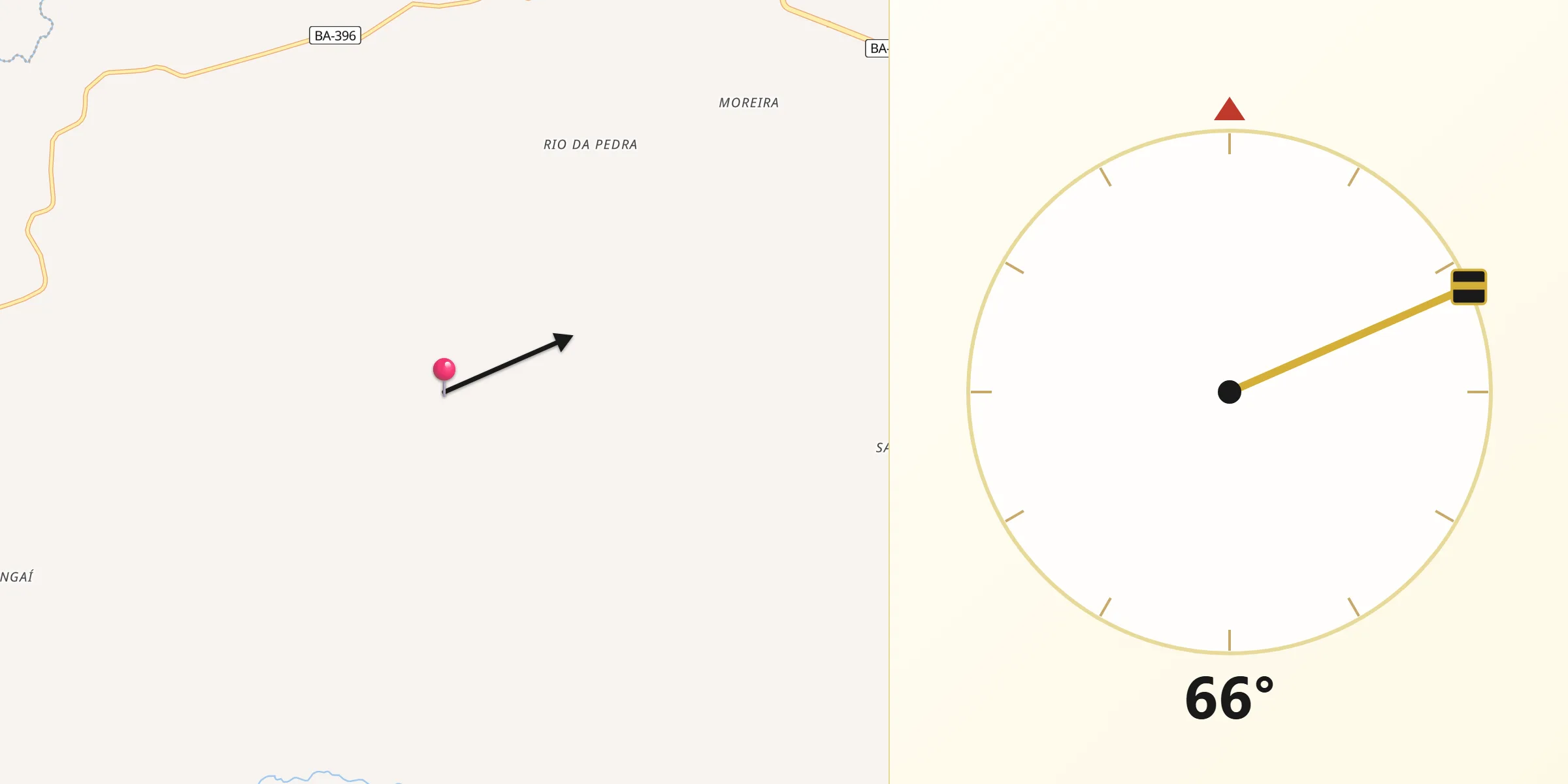 Direção da Qibla a partir de Jandaíra