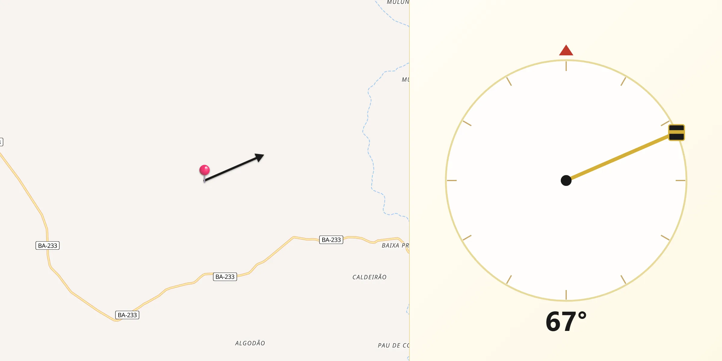 Direção da Qibla a partir de Sátiro Dias