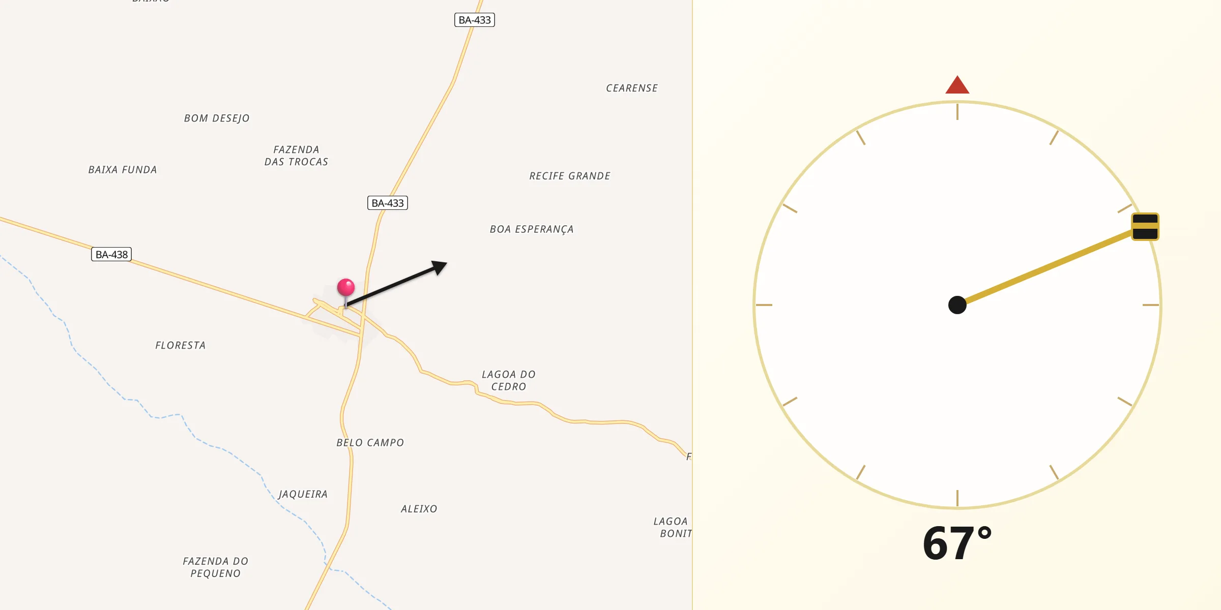 Direção da Qibla a partir de Ibipeba