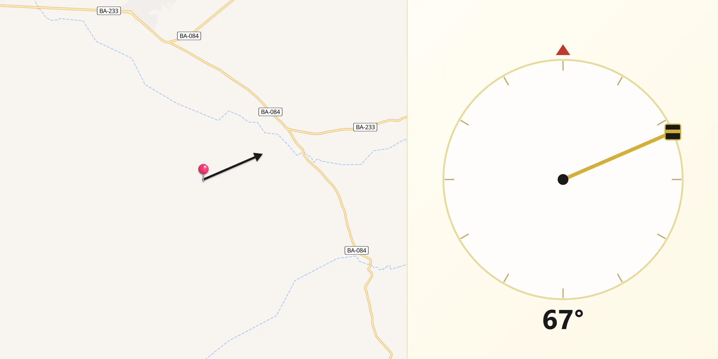 Direção da Qibla a partir de Biritinga