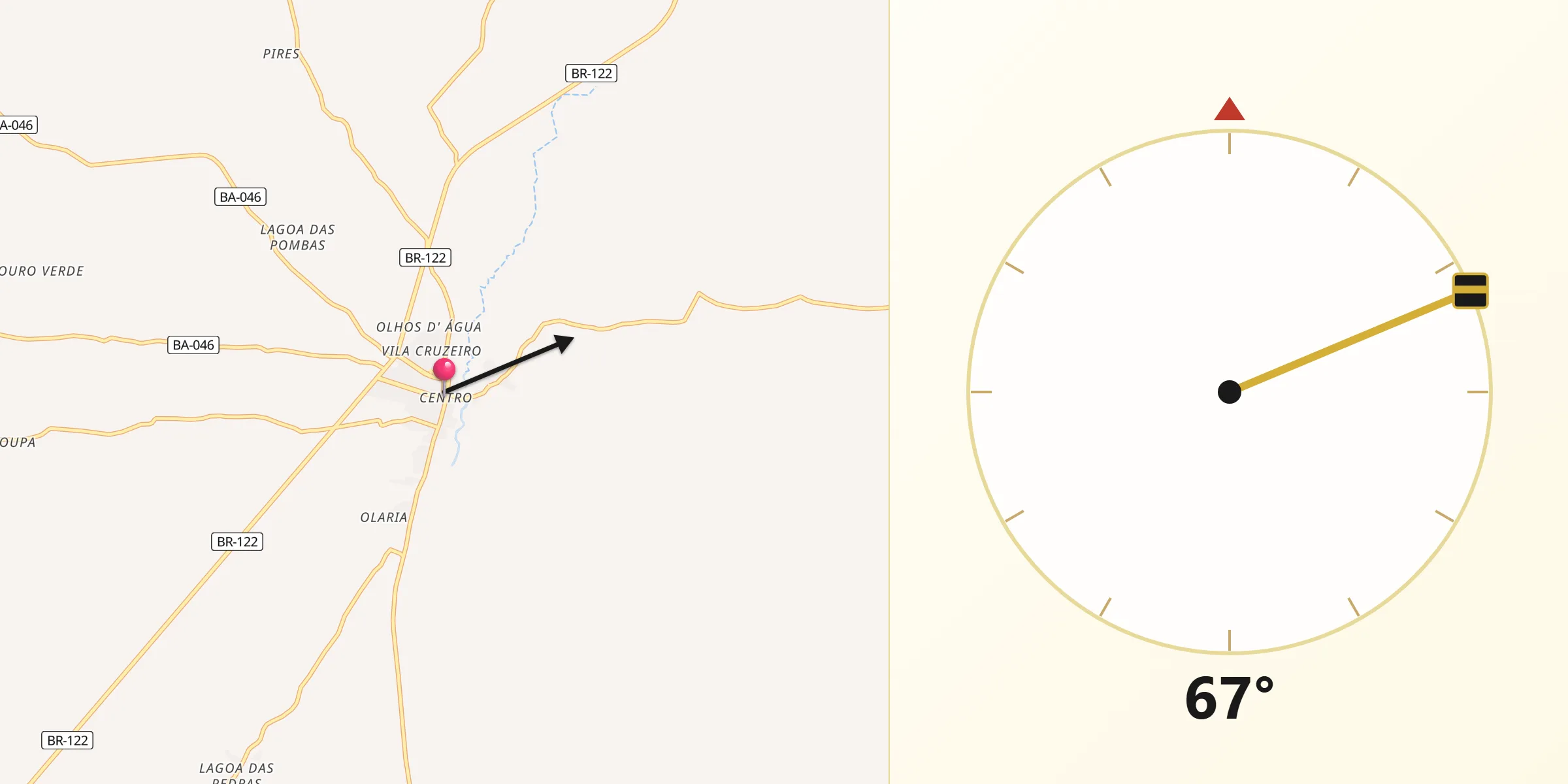Direção da Qibla a partir de Cafarnaum