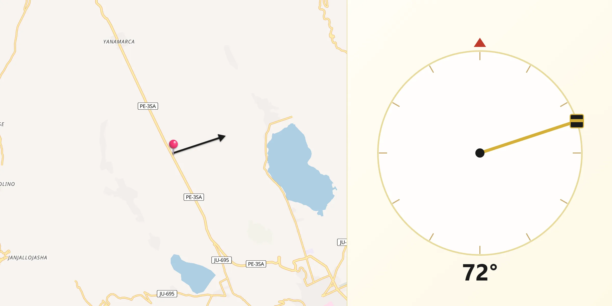 Dirección de la Qibla desde Provincia de Jauja