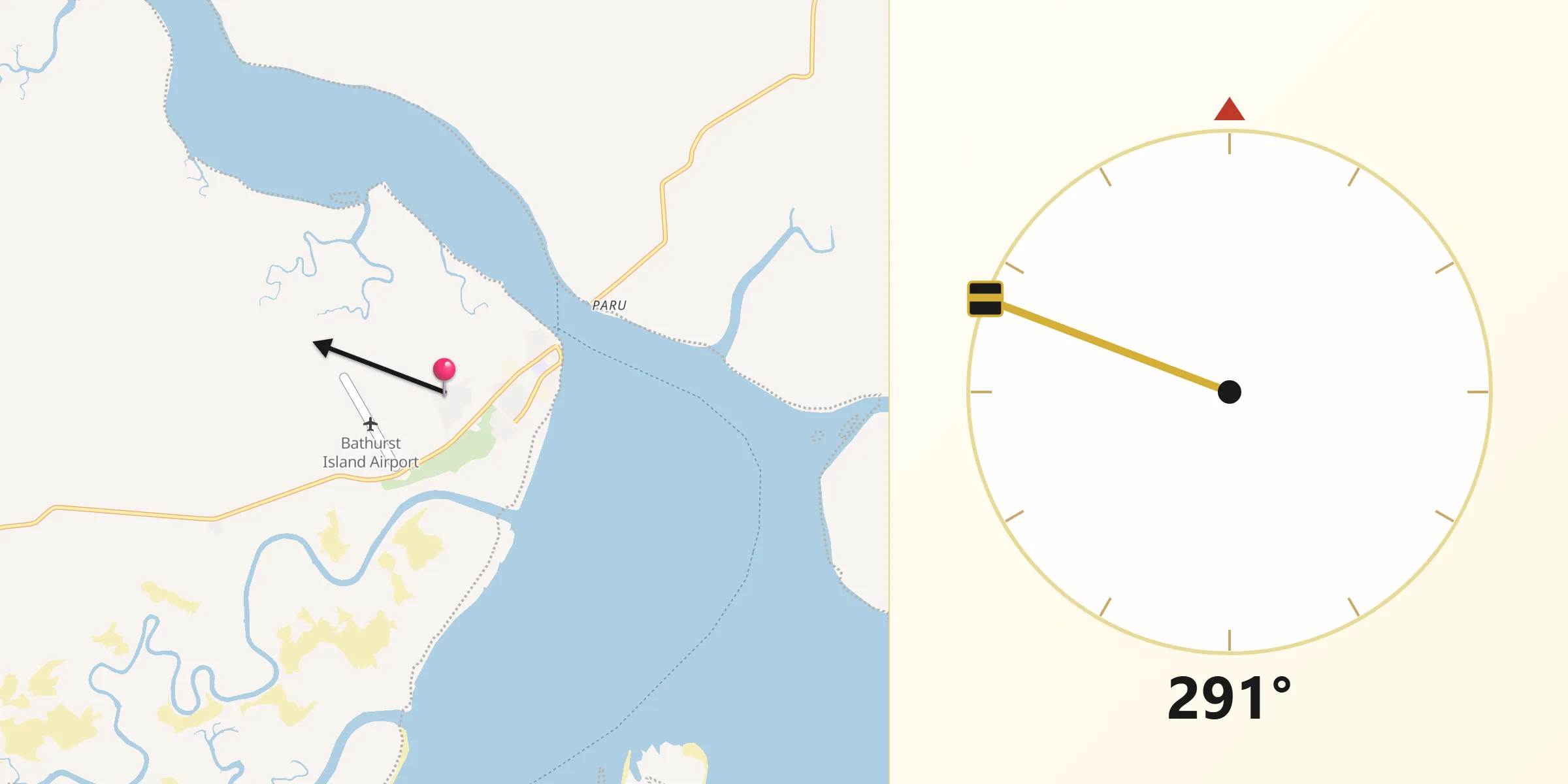 Qibla Direction from Wurrumiyanga