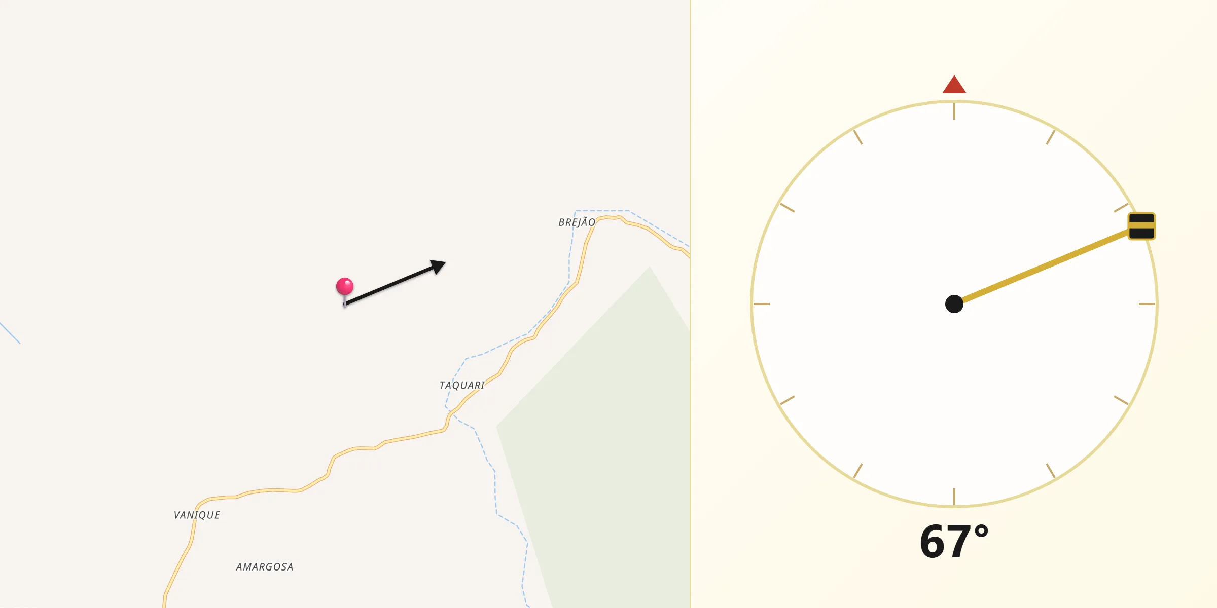 Direção da Qibla a partir de Ipupiara