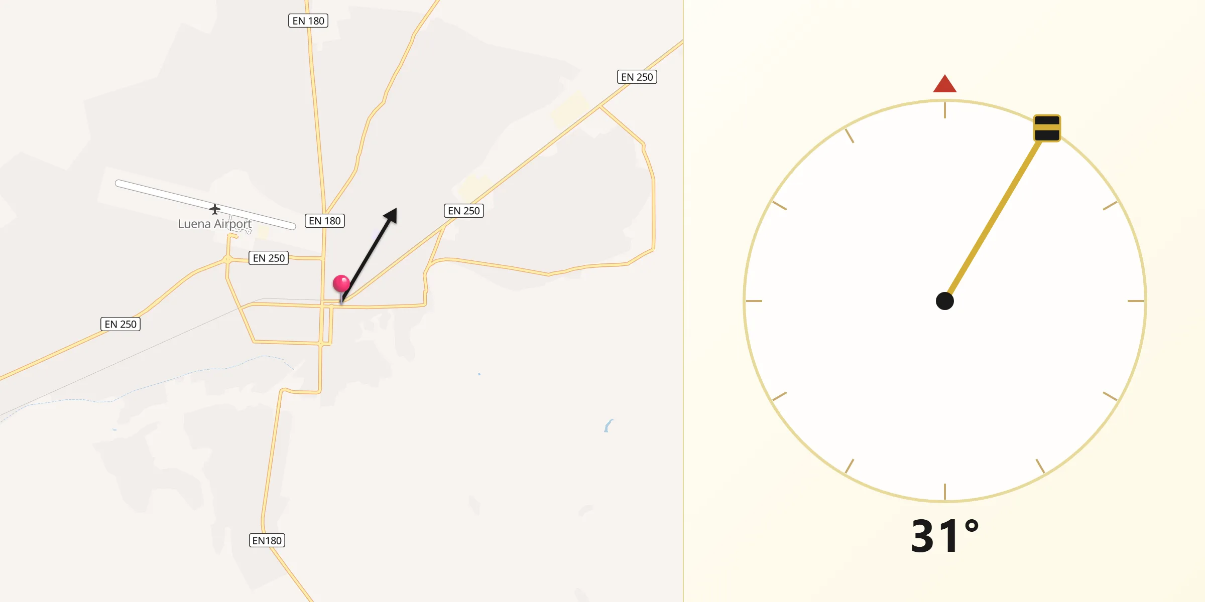 Direção da Qibla a partir de Luena