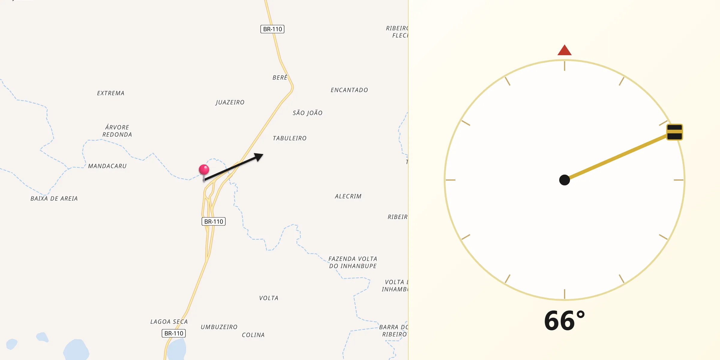 Direção da Qibla a partir de Inhambupe