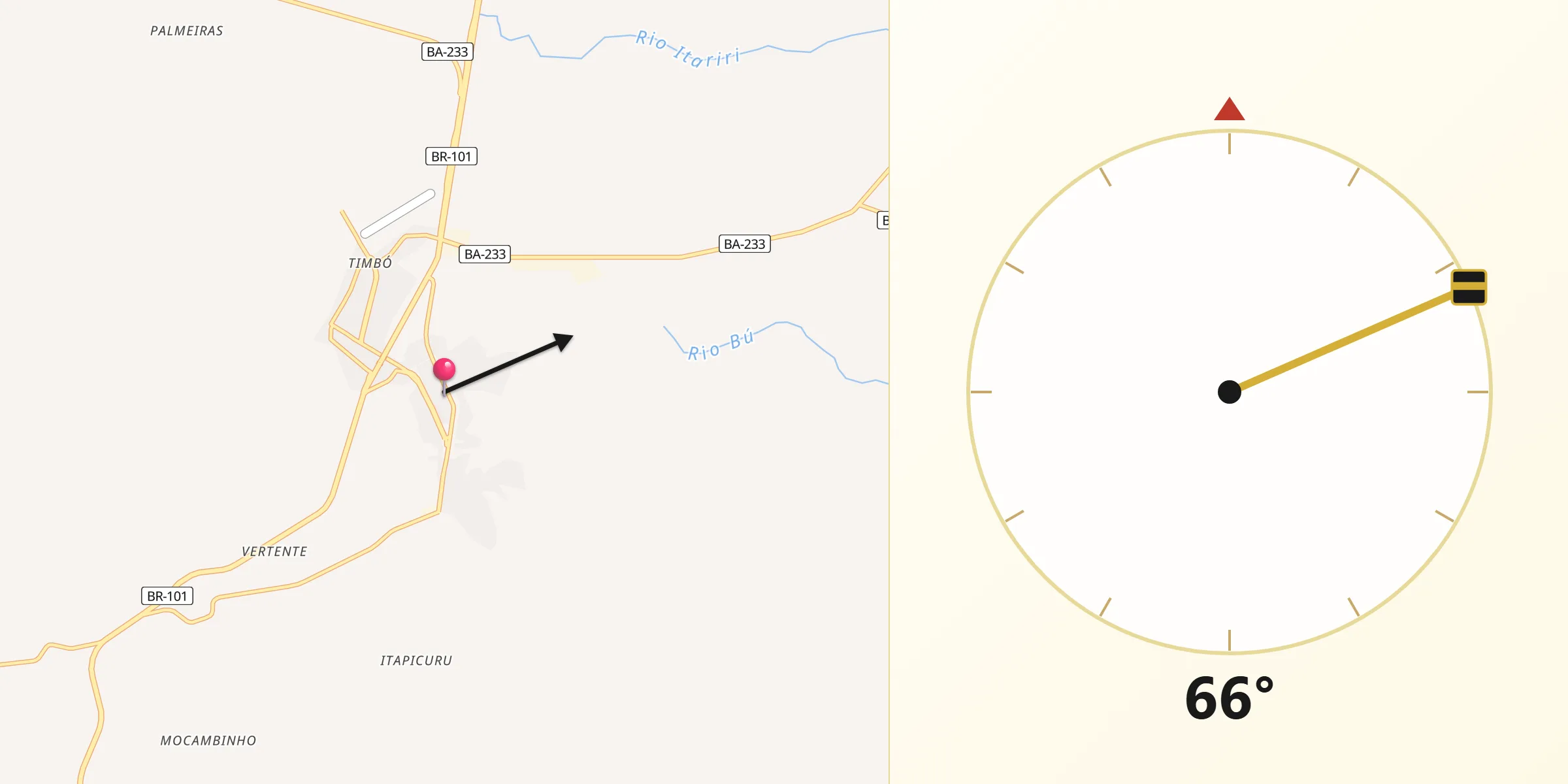 Direção da Qibla a partir de Esplanada