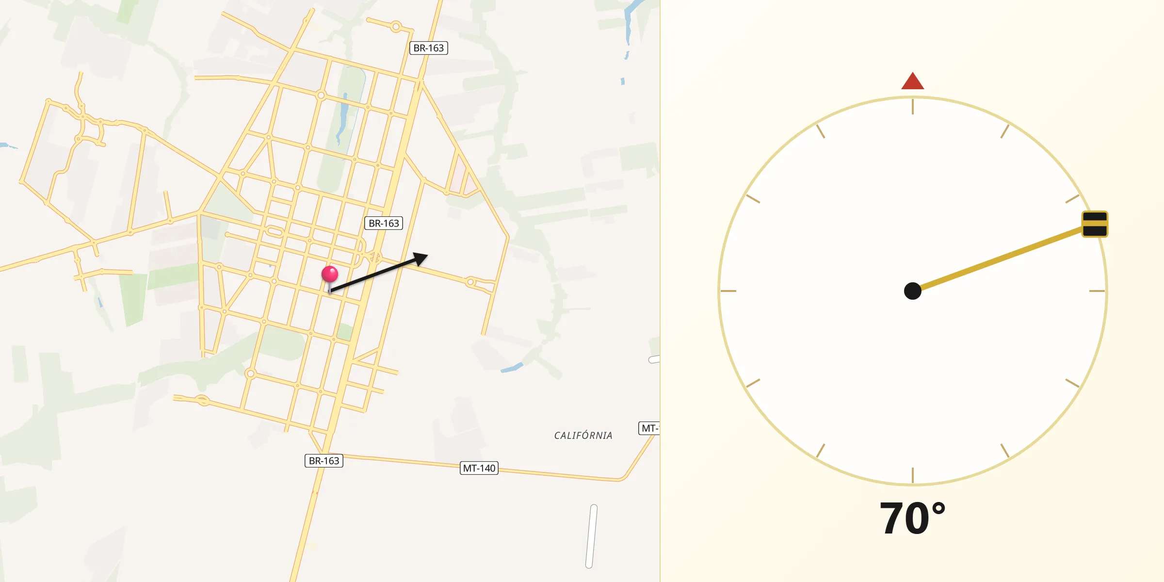 Direção da Qibla a partir de Sinop