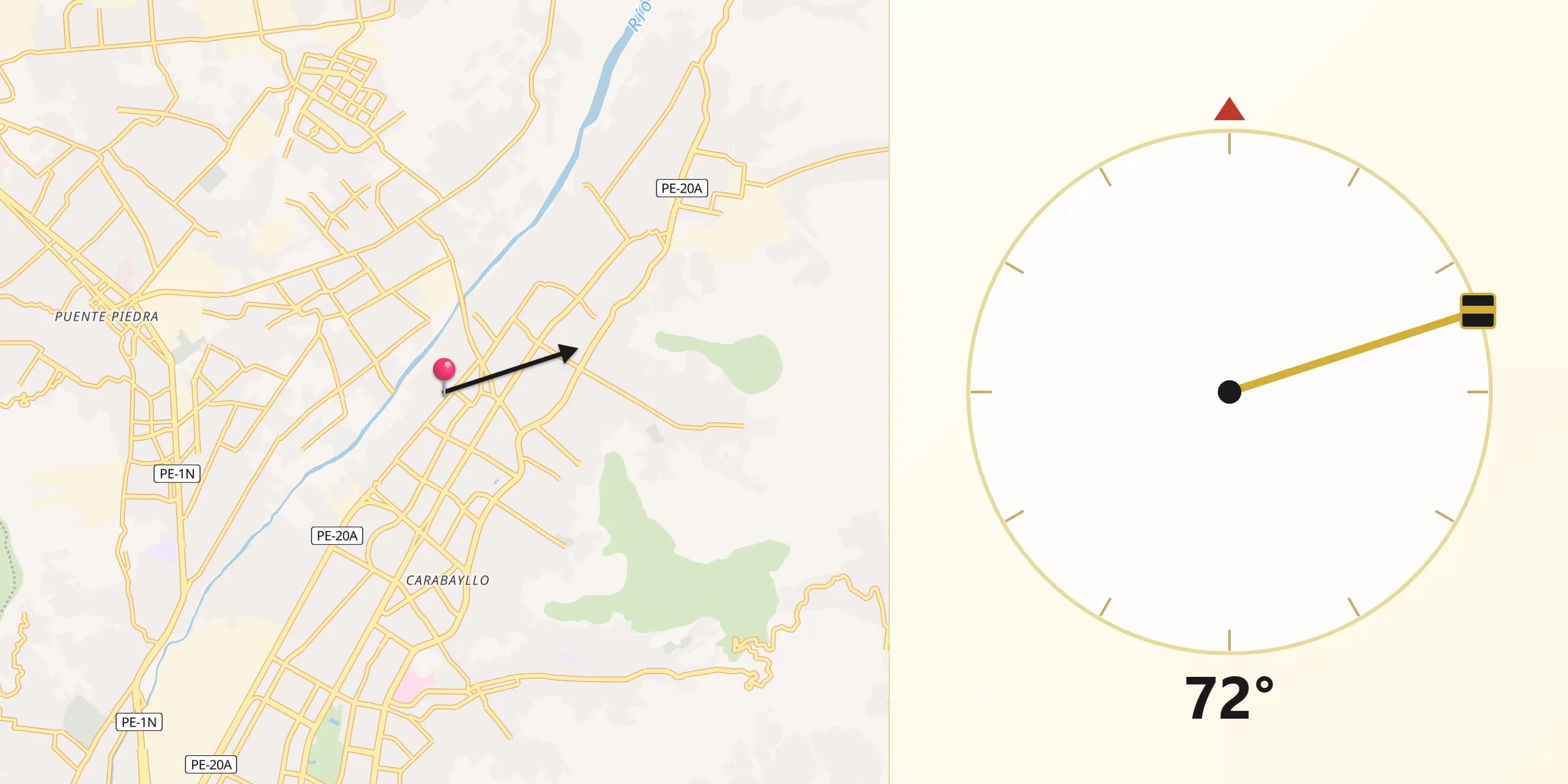 Dirección de la Qibla desde Urb. Santo Domingo
