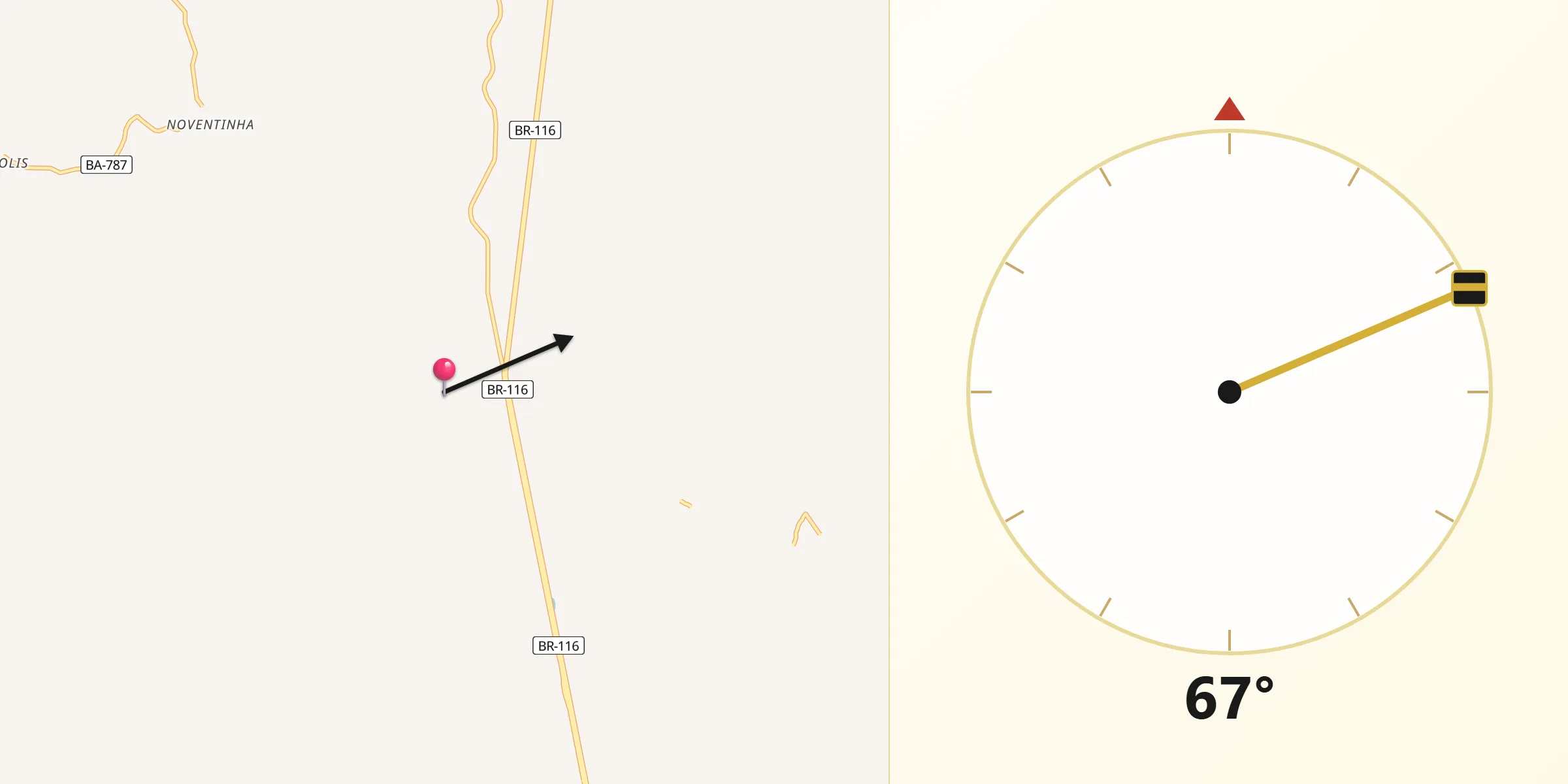 Direção da Qibla a partir de Santa Bárbara