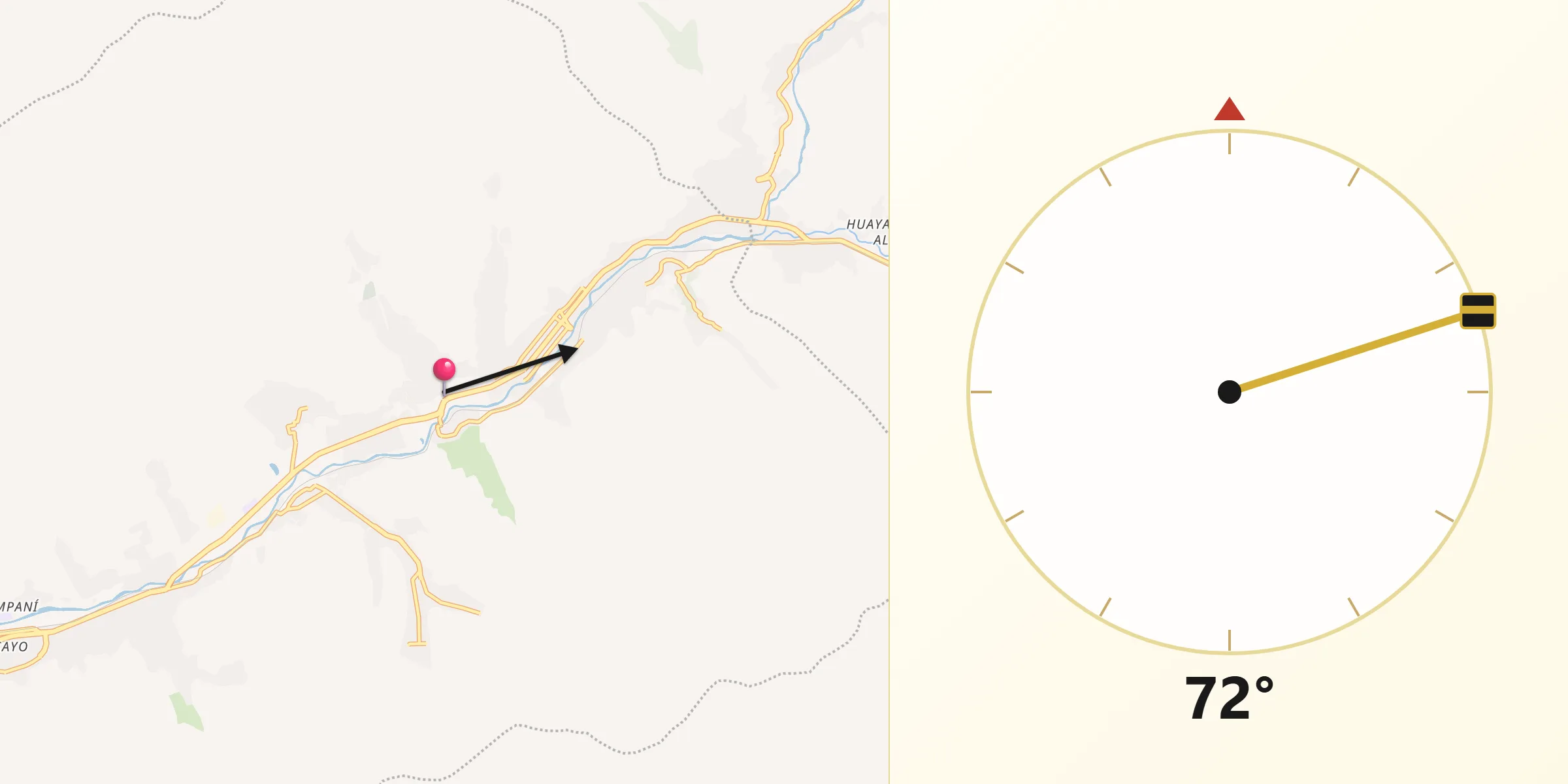 Dirección de la Qibla desde Chosica