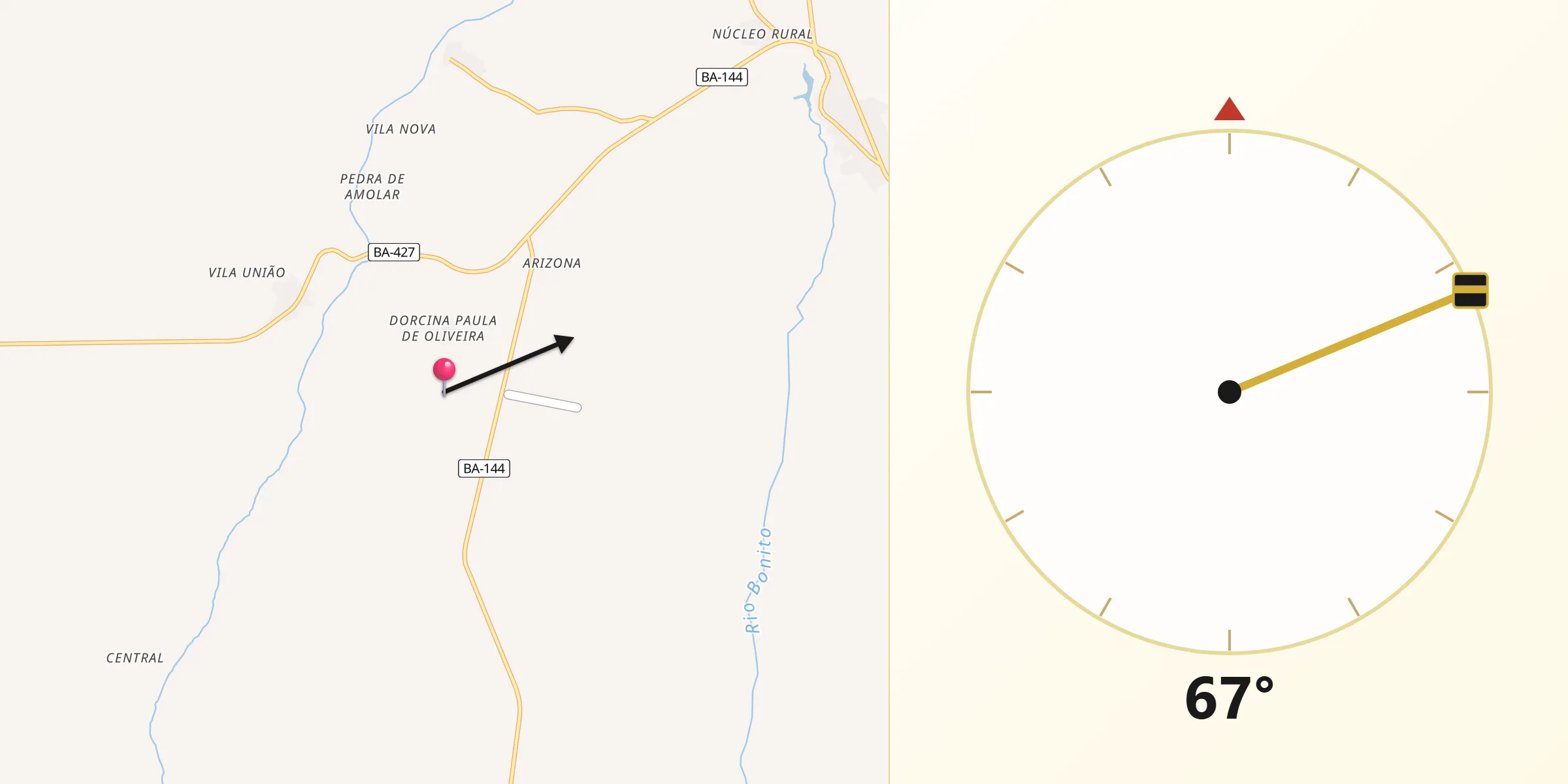Direção da Qibla a partir de Bonito
