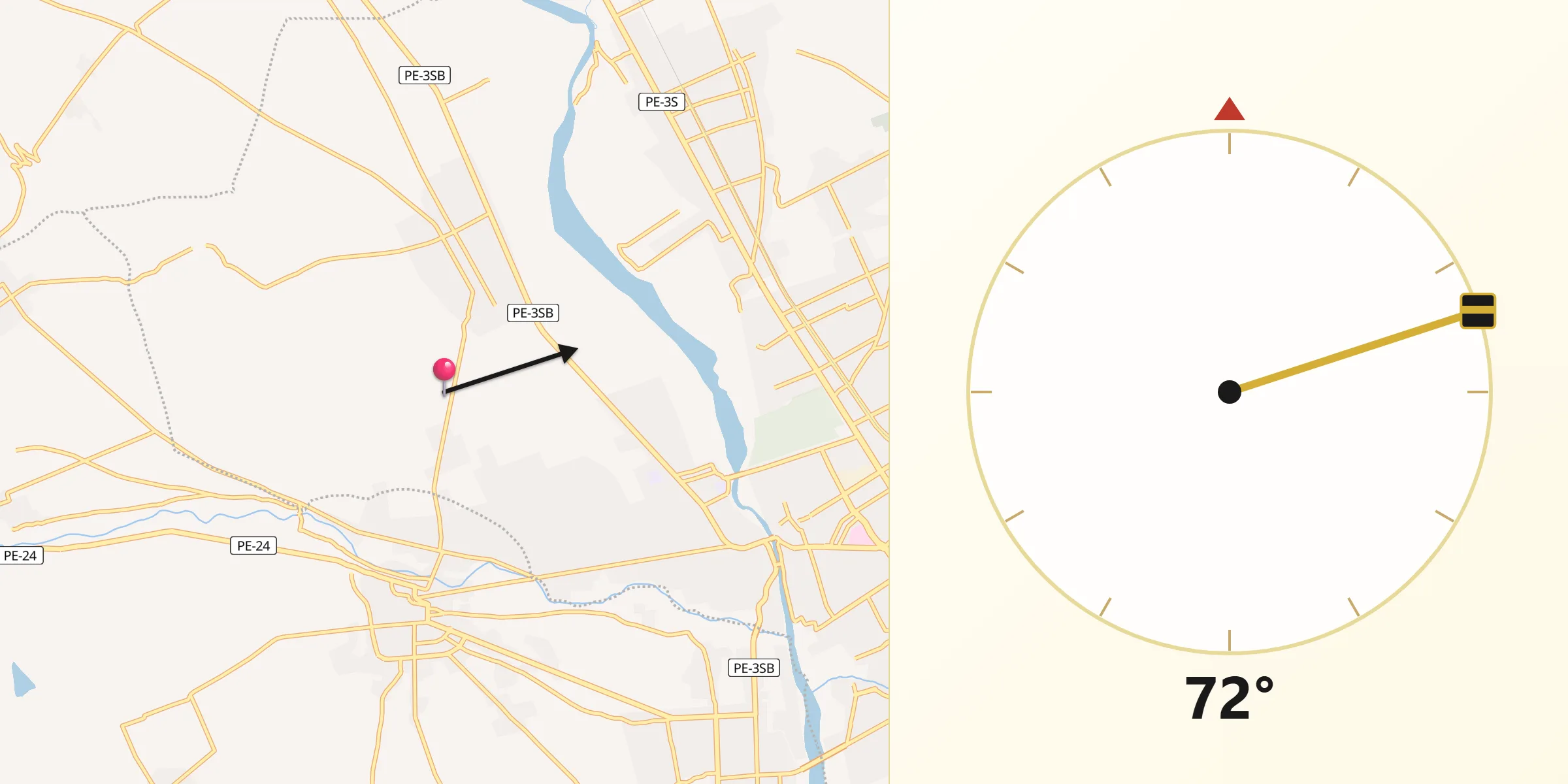 Dirección de la Qibla desde Sicaya