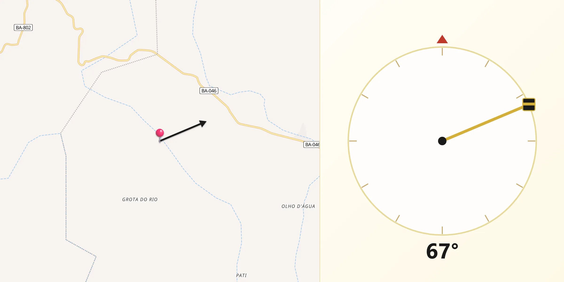 Direção da Qibla a partir de Utinga