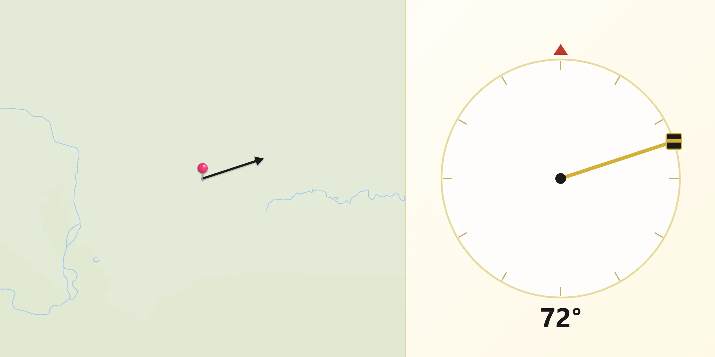 Dirección de la Qibla desde Pangoa