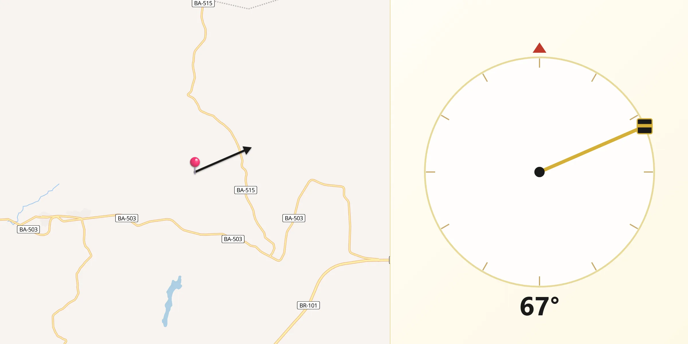 Direção da Qibla a partir de Pedrão