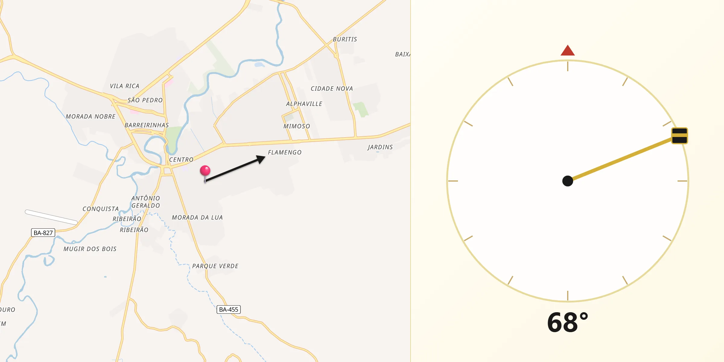 Direção da Qibla a partir de Barreiras