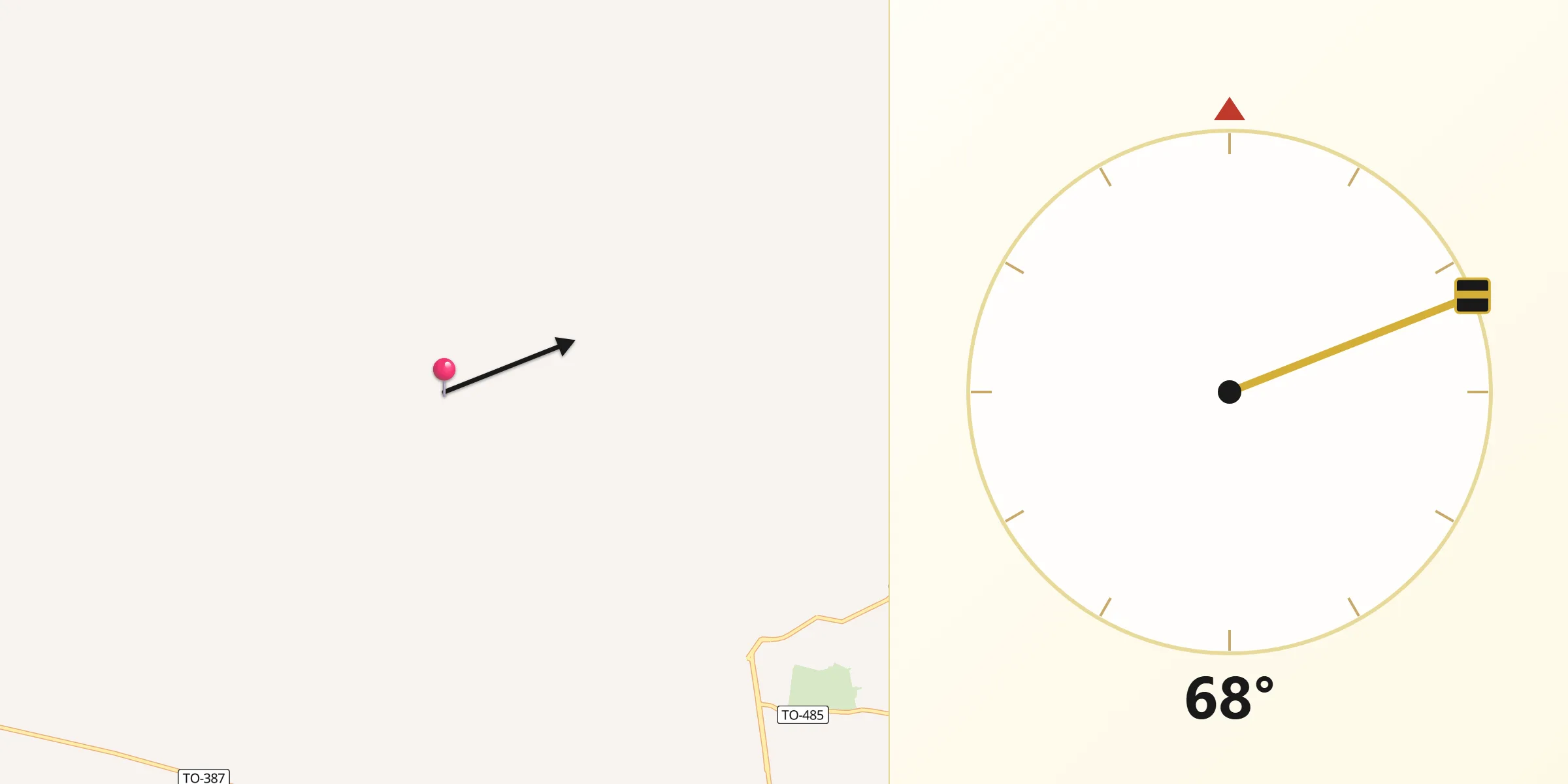 Direção da Qibla a partir de Taipas do Tocantins