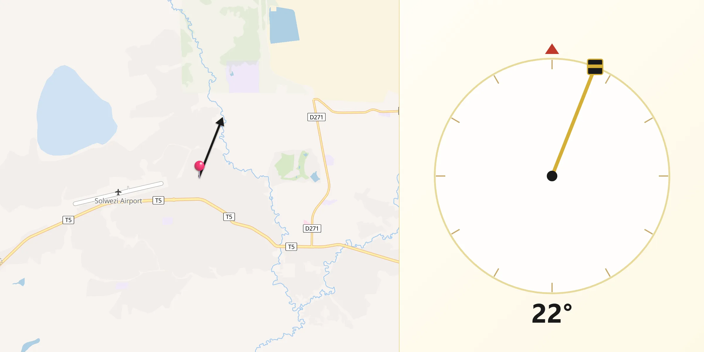 Qibla Direction from Solwezi
