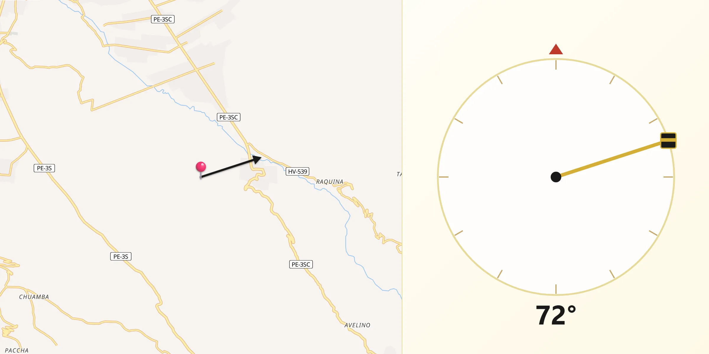 Dirección de la Qibla desde Provincia de Huancayo