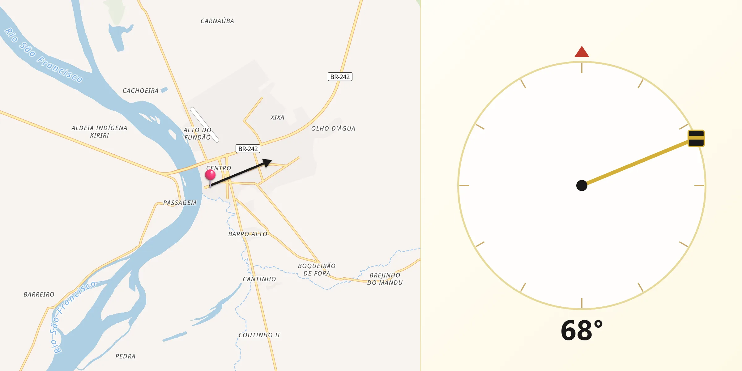 Direção da Qibla a partir de Ibotirama