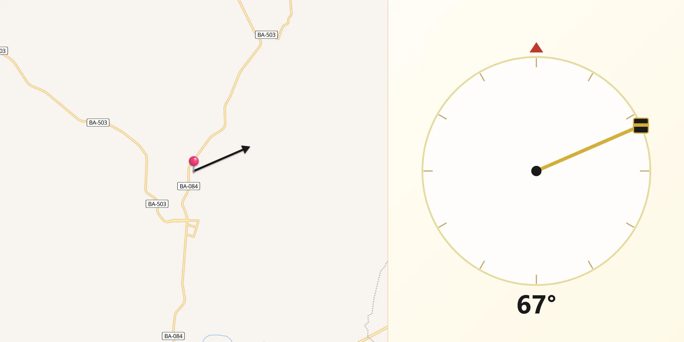 Direção da Qibla a partir de Coração de Maria