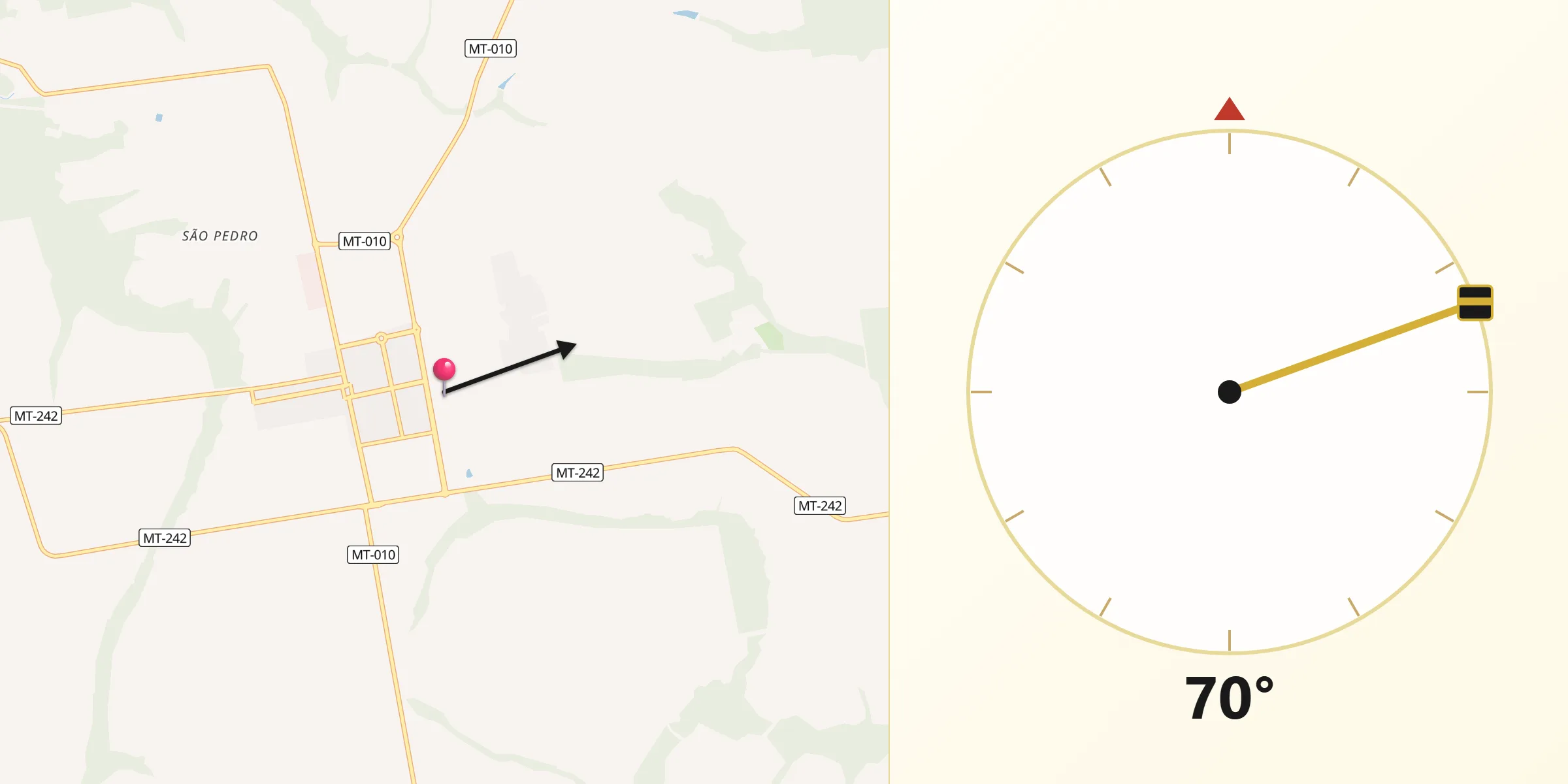 Direção da Qibla a partir de Ipiranga do Norte