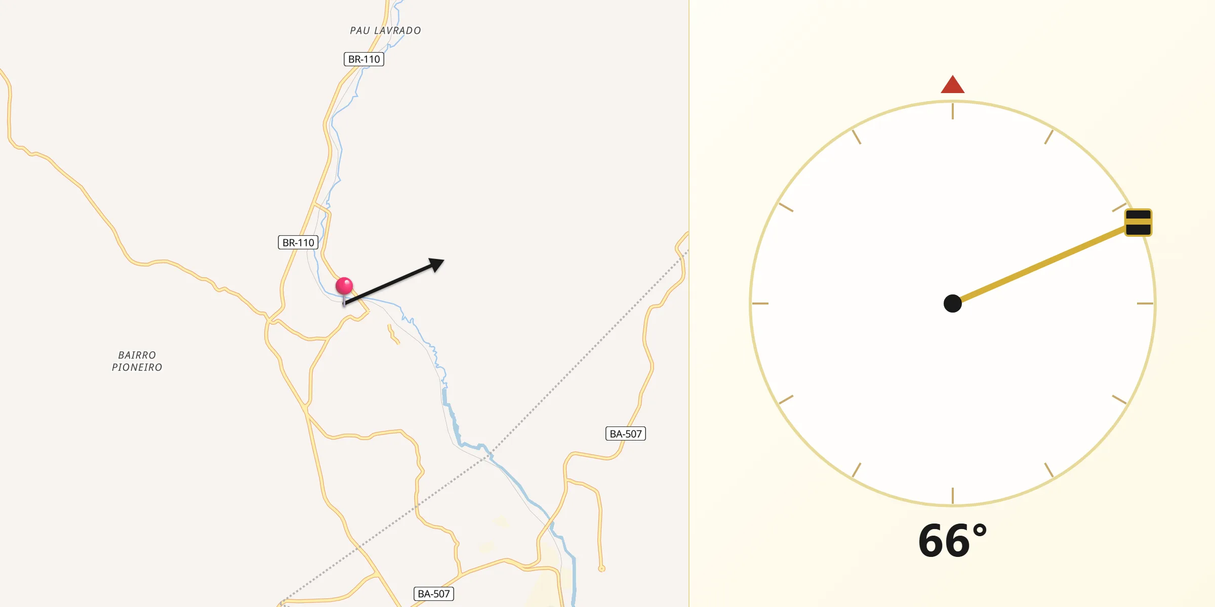 Direção da Qibla a partir de Catu
