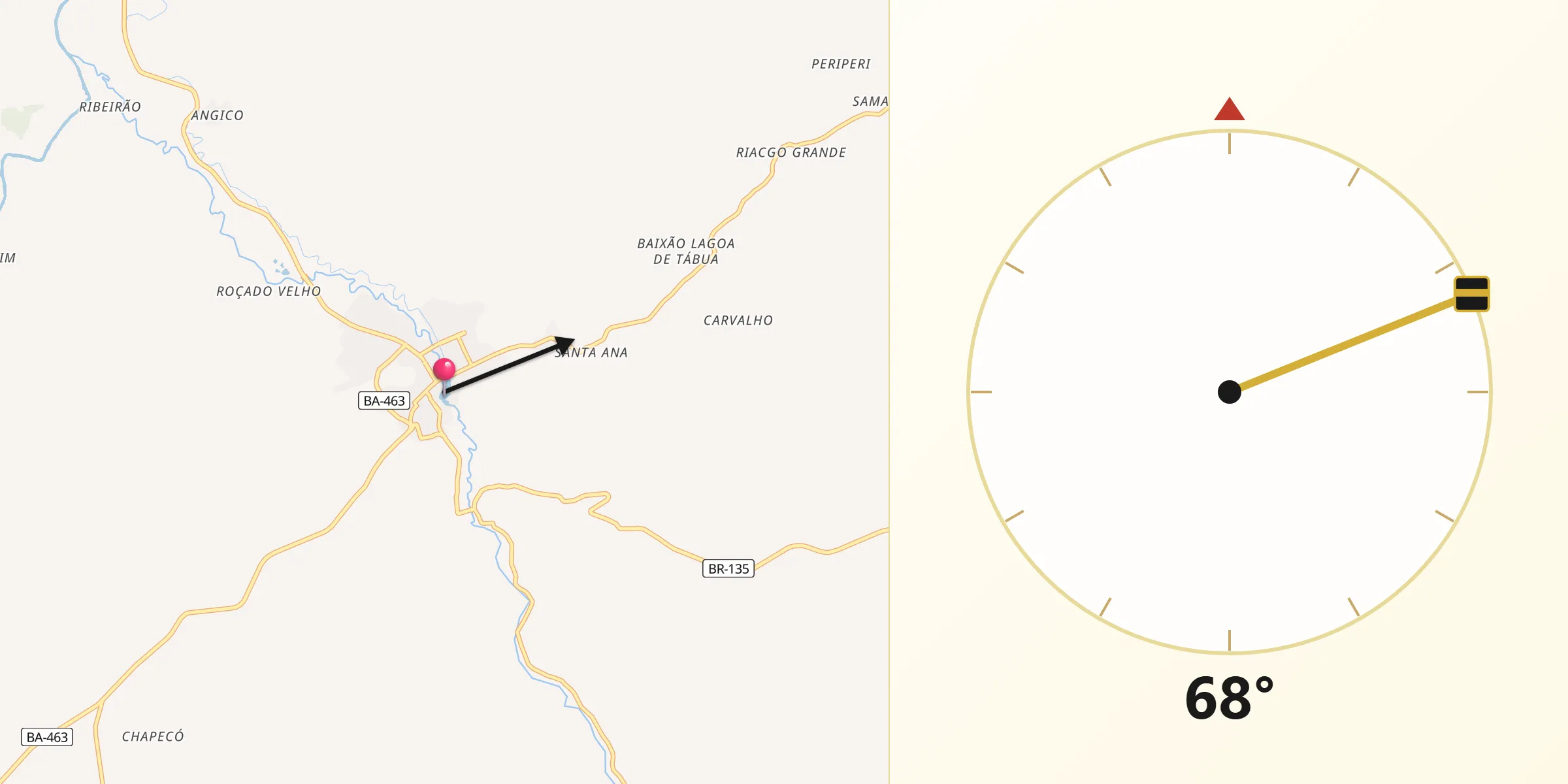 Direção da Qibla a partir de São Desidério