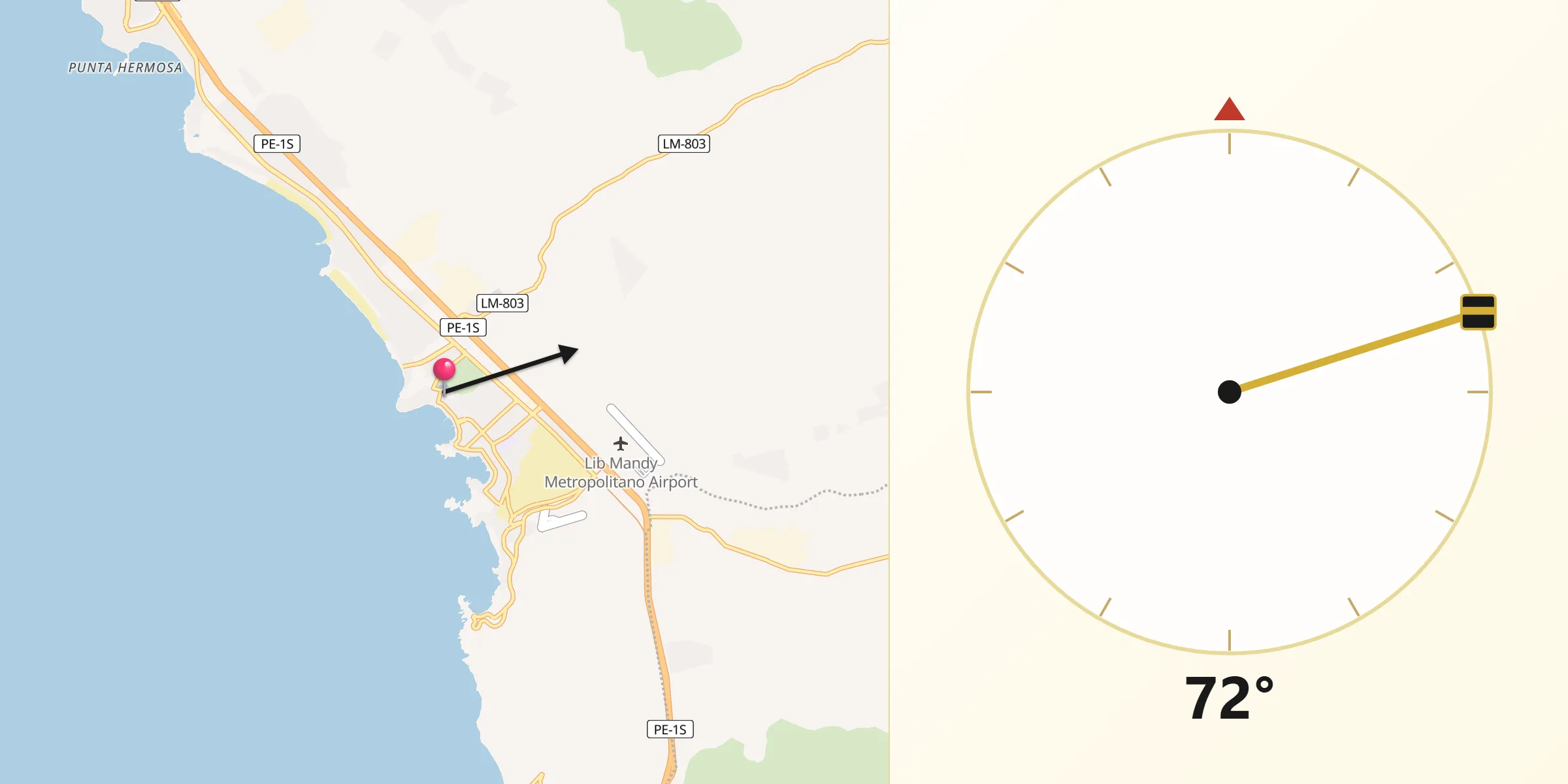 Dirección de la Qibla desde San Bartolo